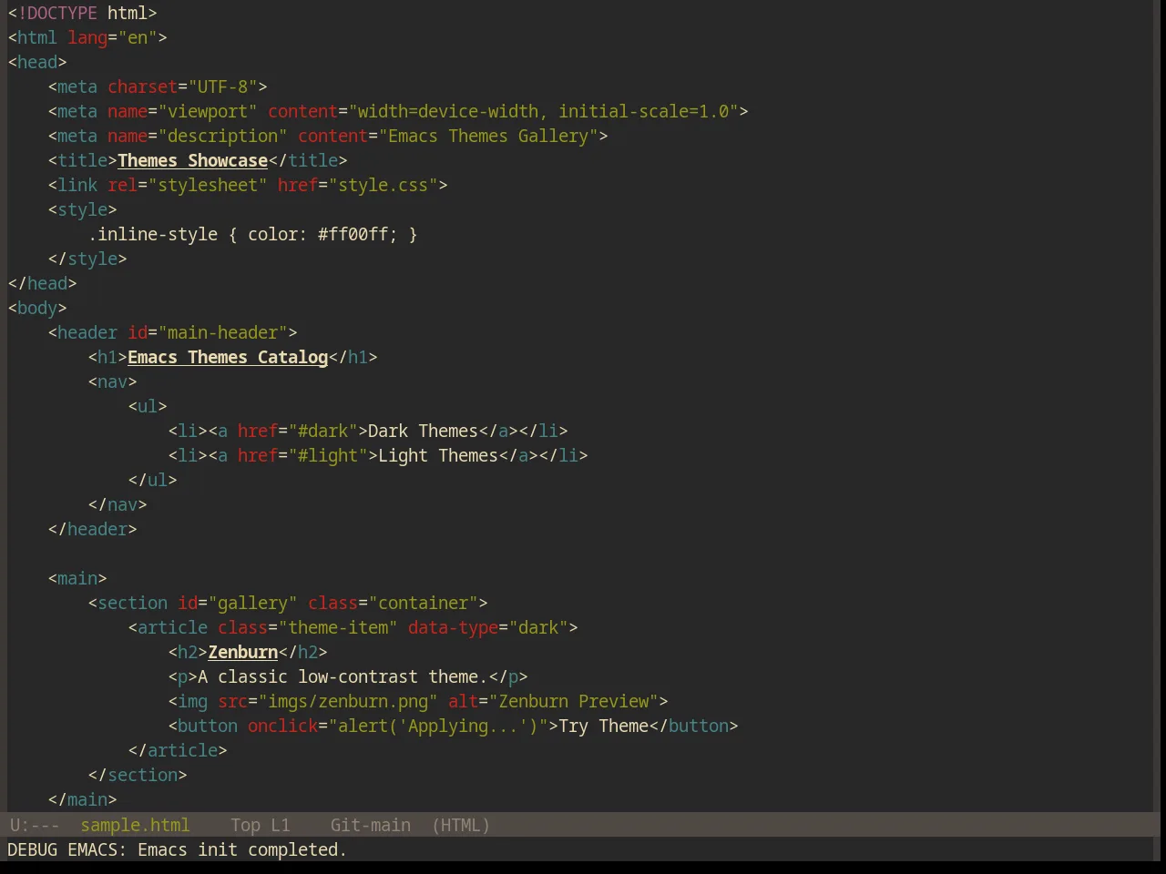 Base16 Gruvbox Dark Theme in html-mode
