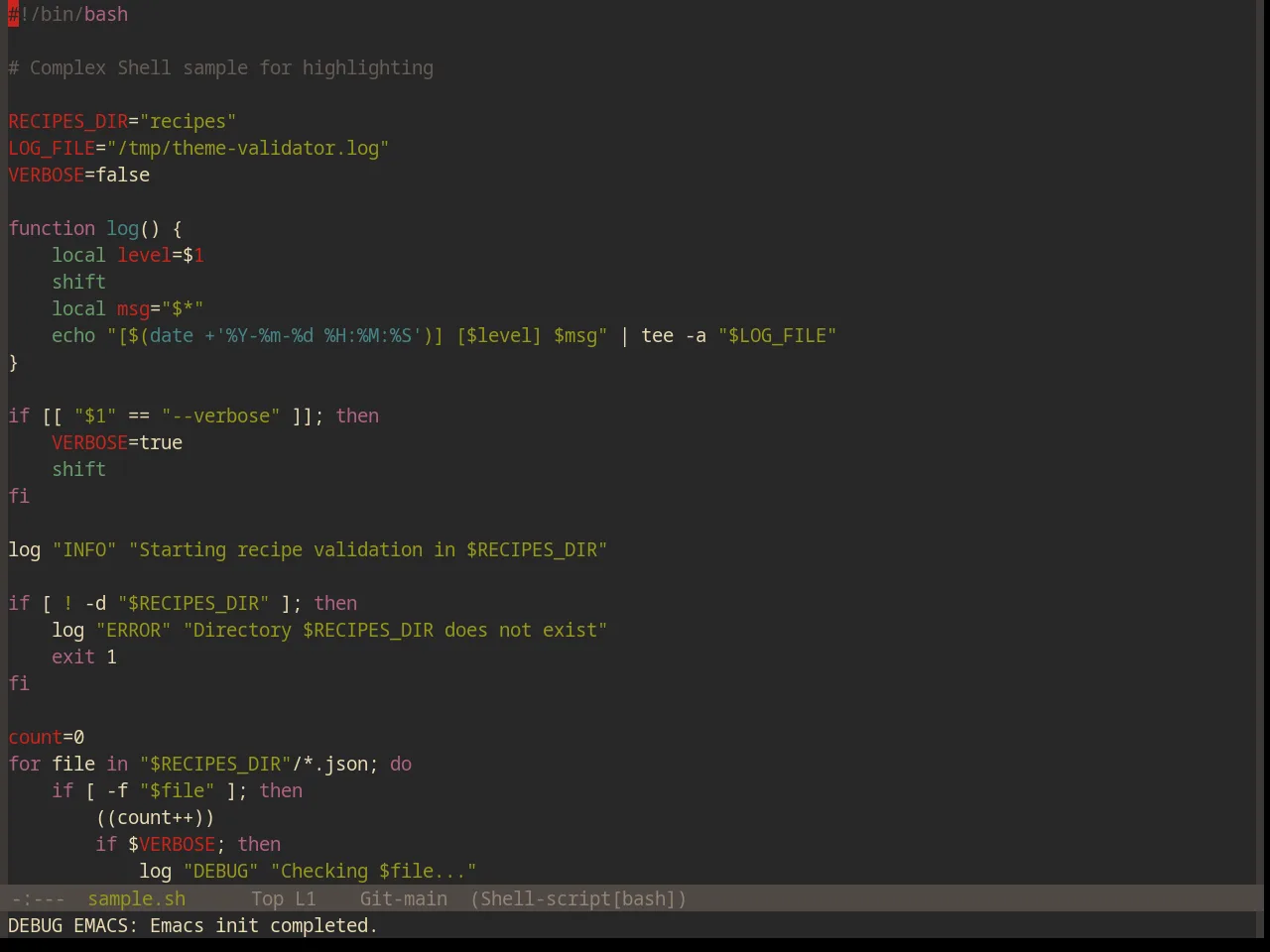 Base16 Gruvbox Dark Theme in sh-mode