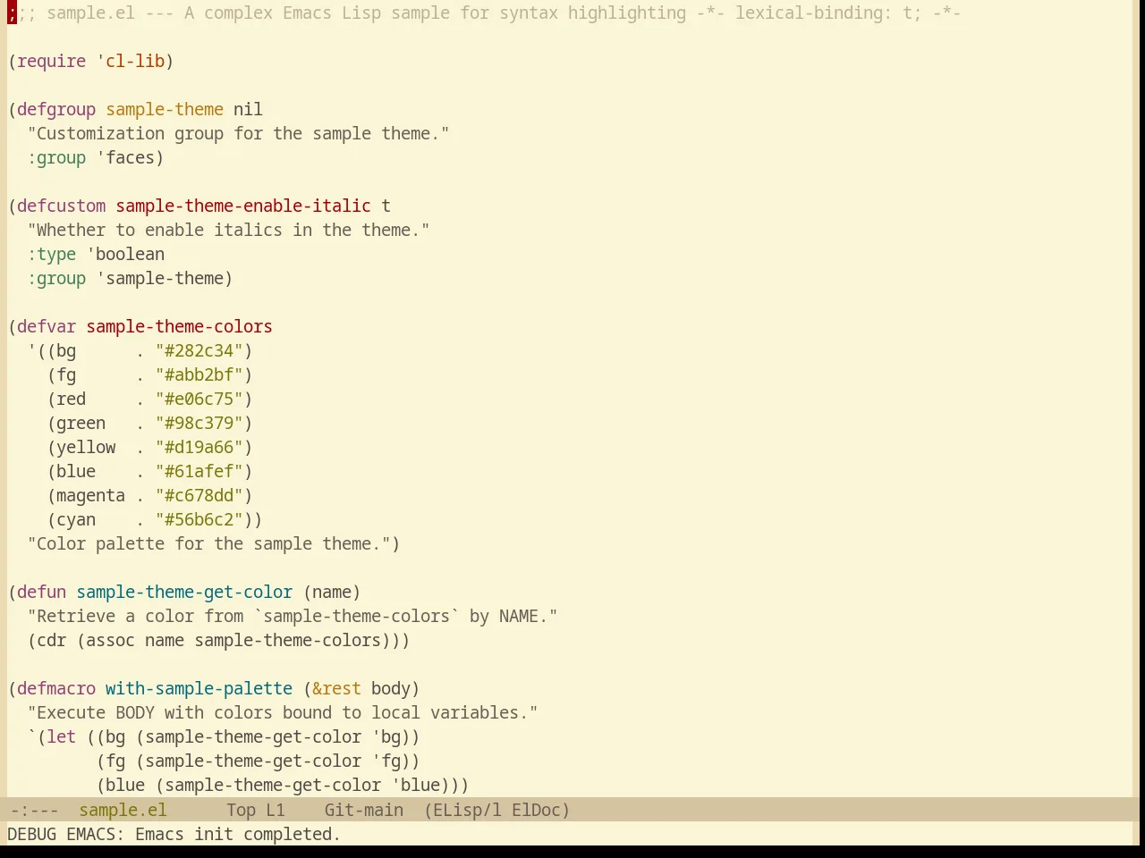 Base16 Gruvbox Light Hard Theme in emacs-lisp-mode