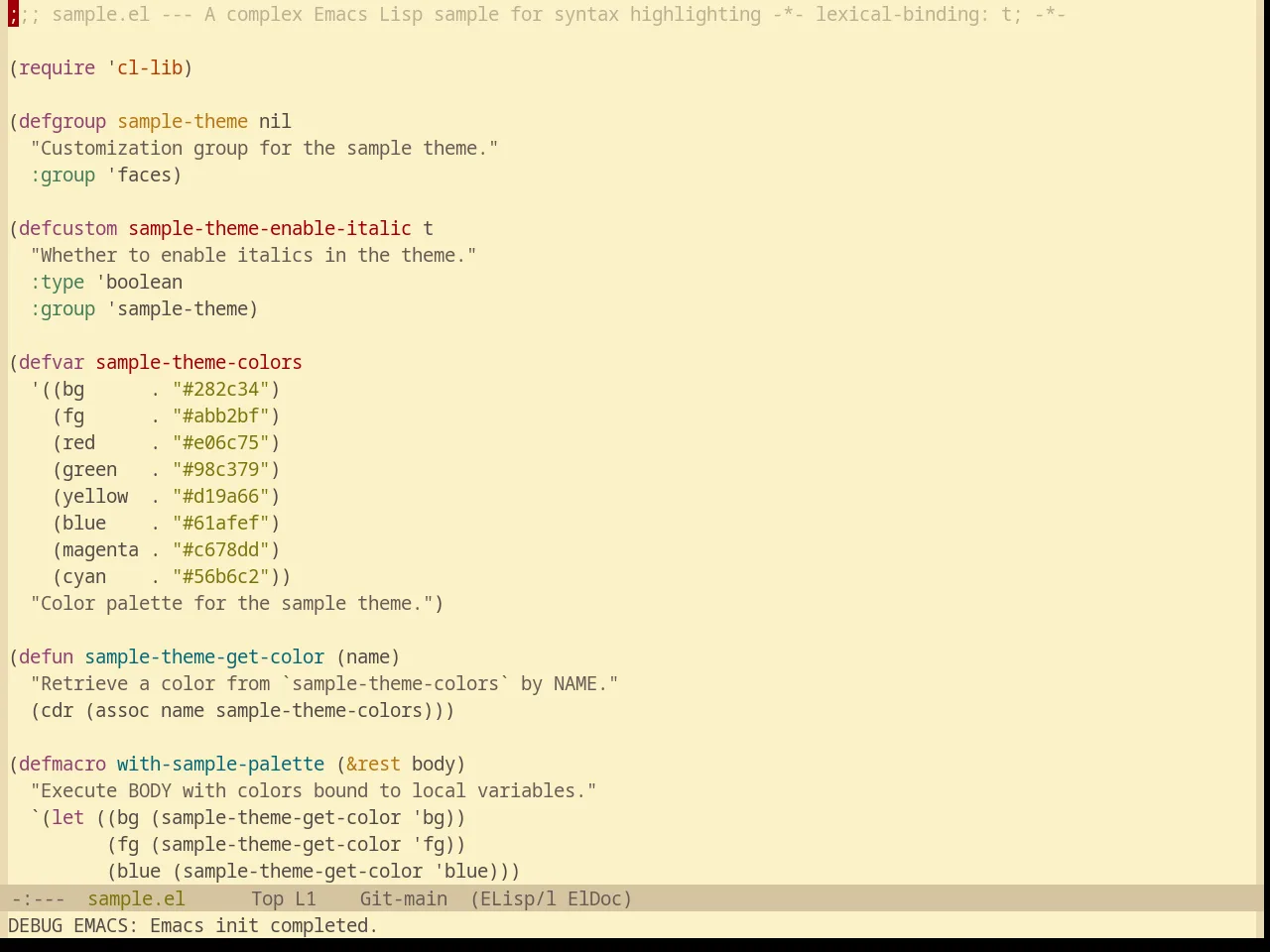 Base16 Gruvbox Light Medium Theme in emacs-lisp-mode