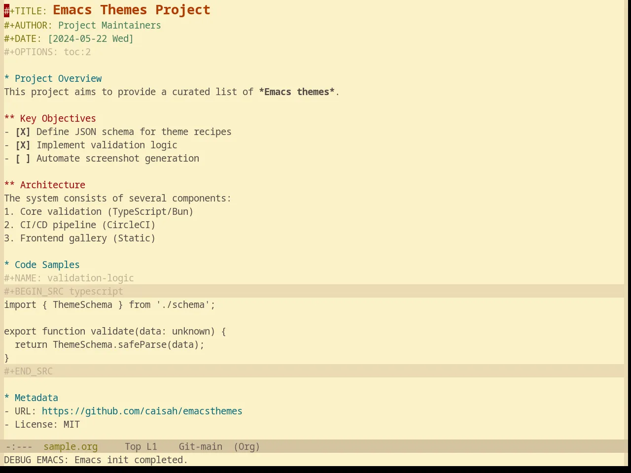 Base16 Gruvbox Light Medium Theme in org-mode