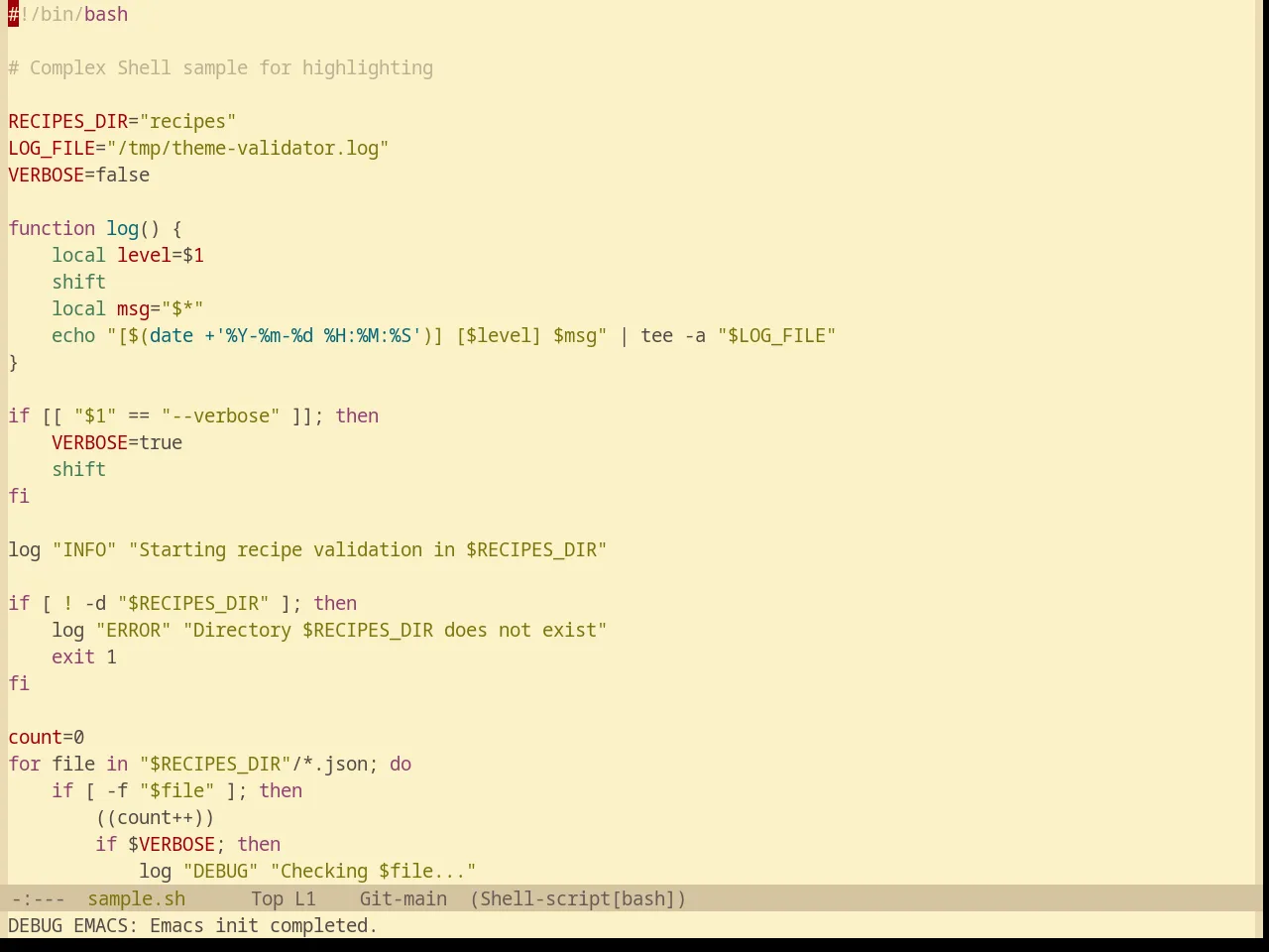 Base16 Gruvbox Light Medium Theme in sh-mode