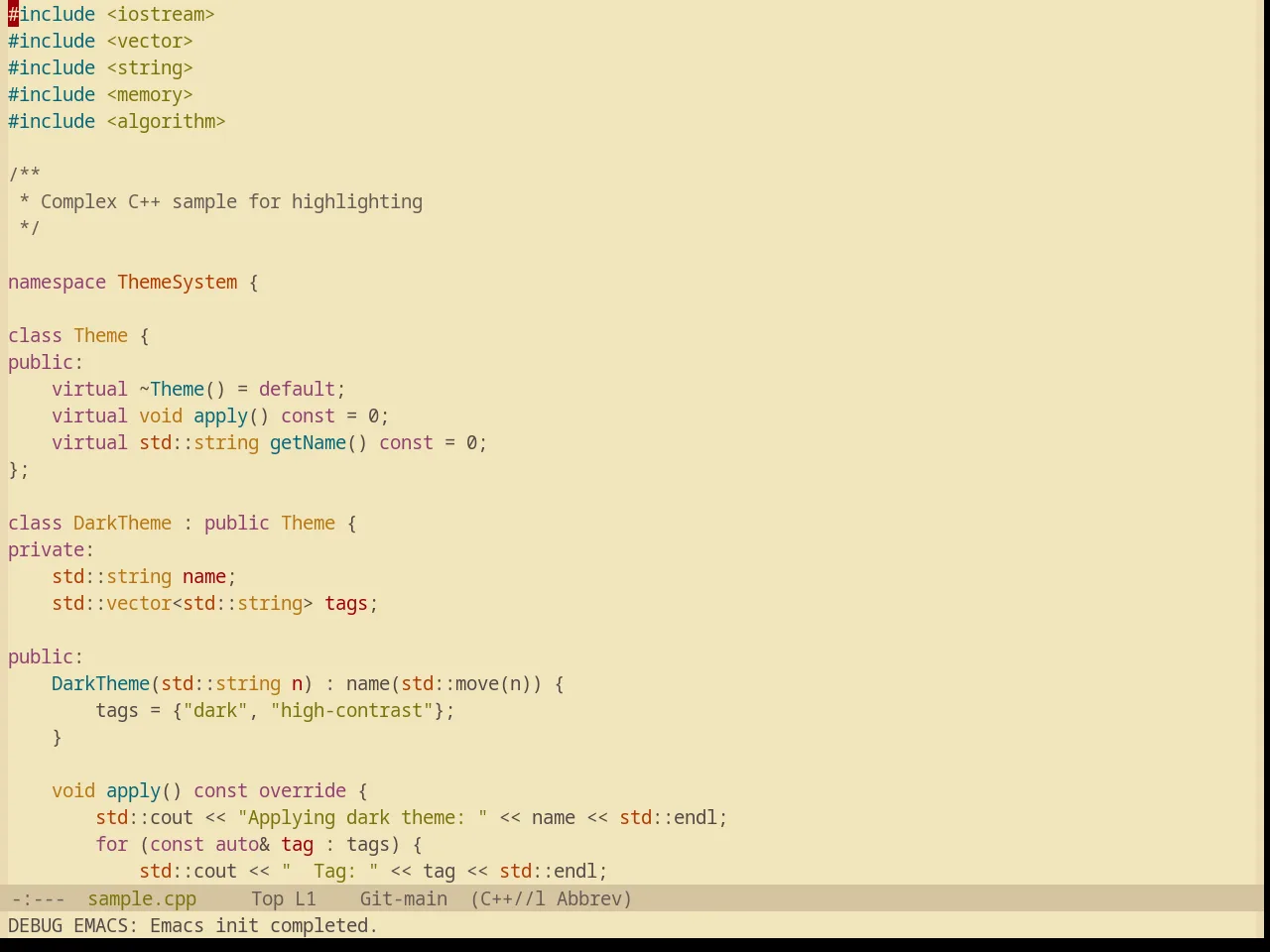 Base16 Gruvbox Light Soft Theme in c++-mode