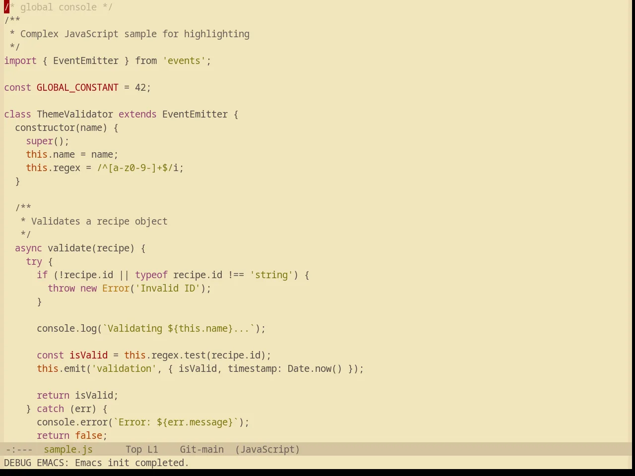 Base16 Gruvbox Light Soft Theme in javascript-mode