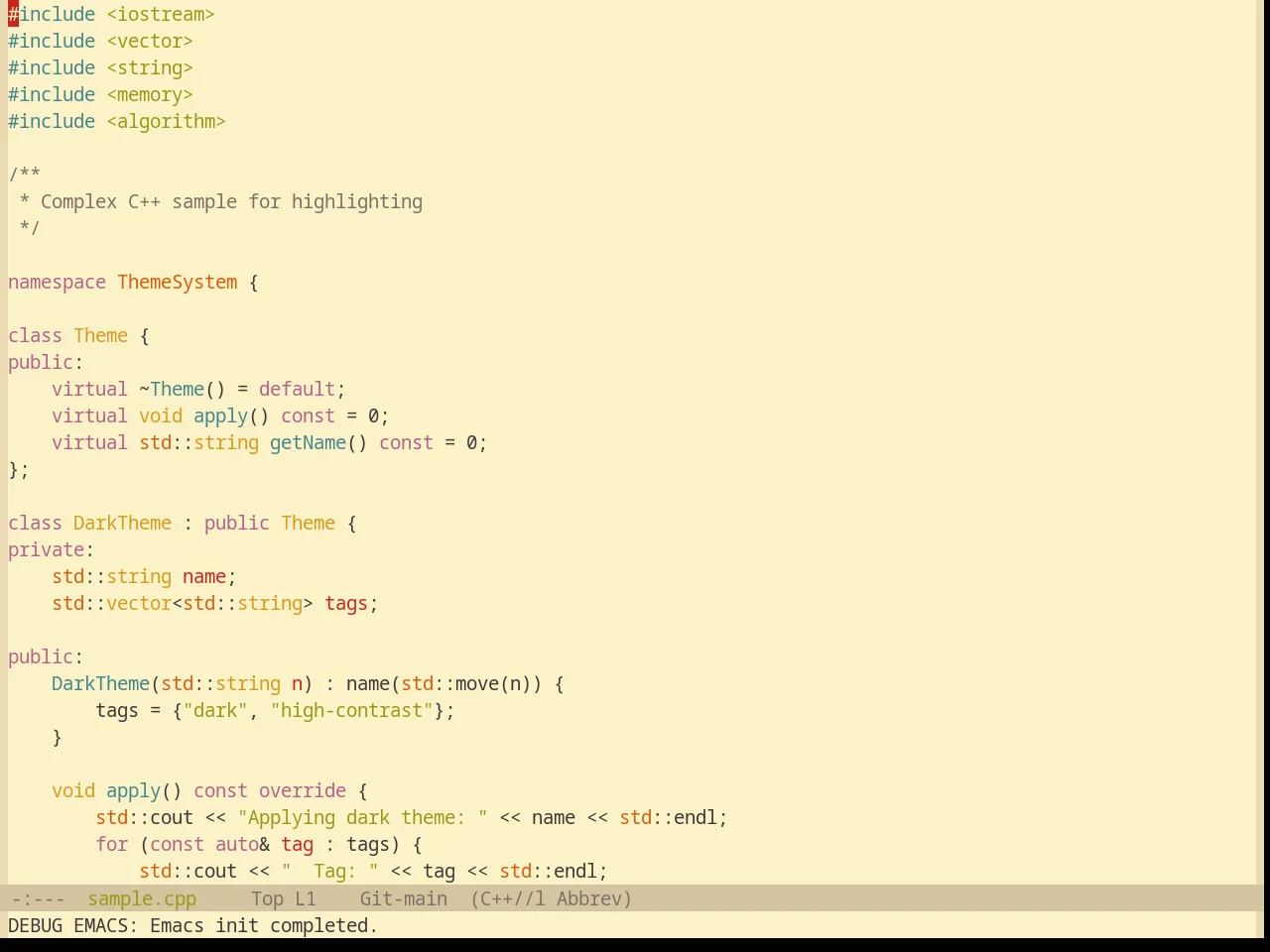 Base16 Gruvbox Light Theme in c++-mode