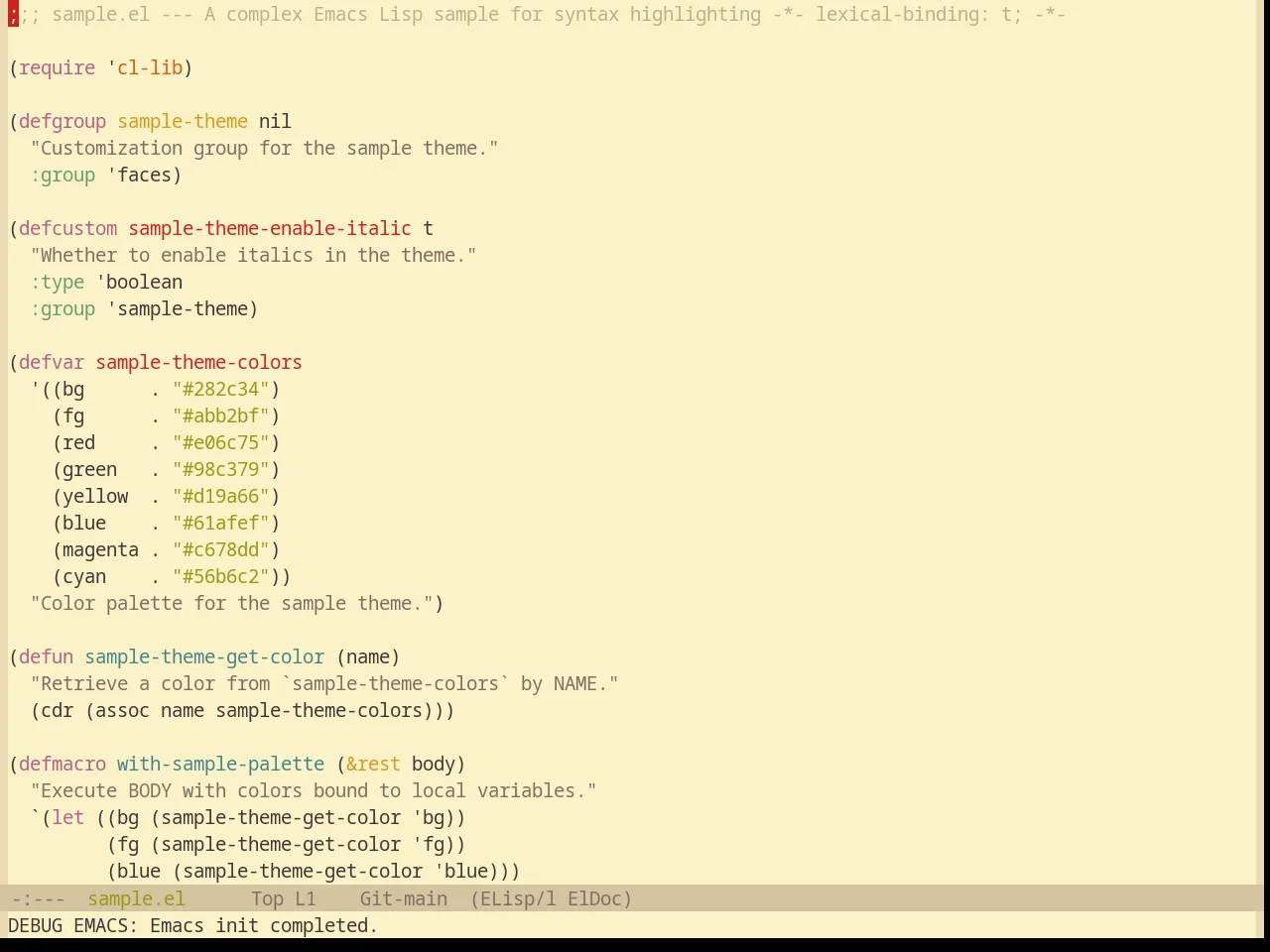 Base16 Gruvbox Light Theme in emacs-lisp-mode