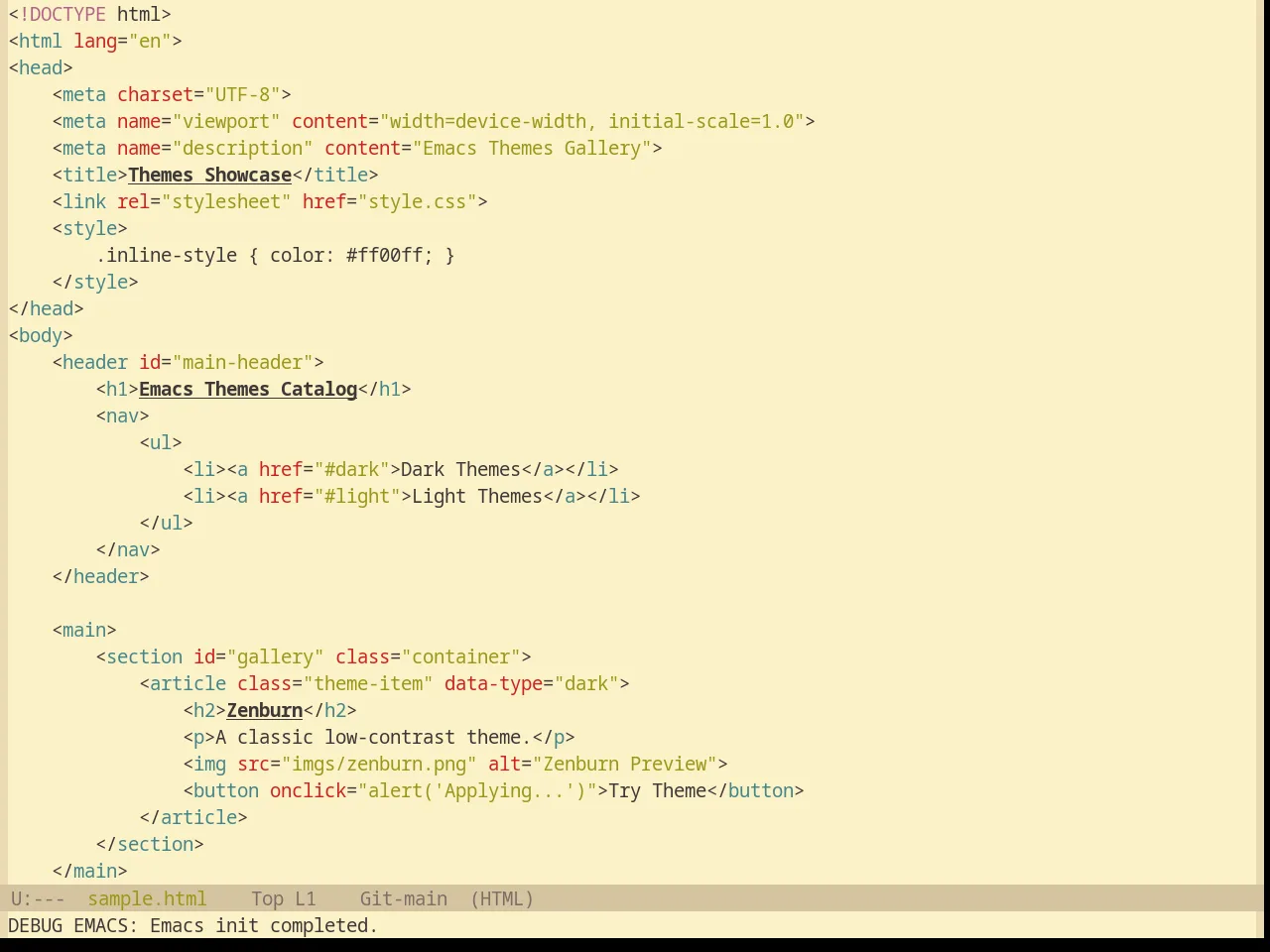 Base16 Gruvbox Light Theme in html-mode