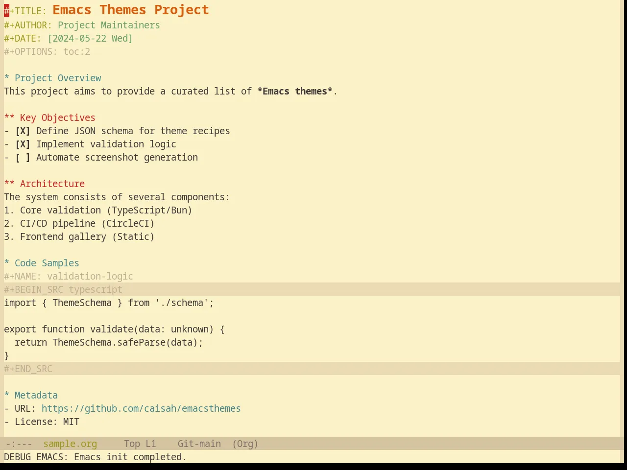 Base16 Gruvbox Light Theme in org-mode