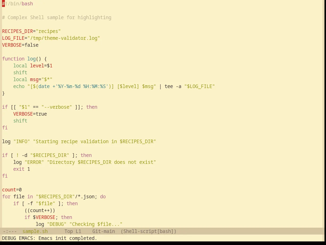 Base16 Gruvbox Light Theme in sh-mode