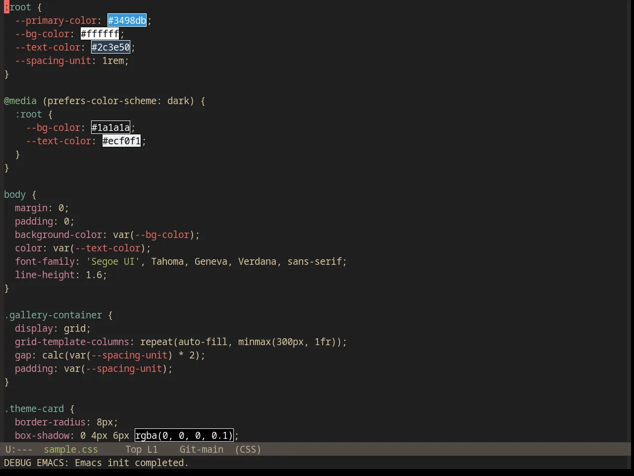 Base16 Gruvbox Material Dark Hard Theme in css-mode
