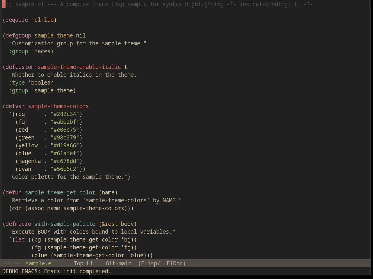 Base16 Gruvbox Material Dark Hard Theme in emacs-lisp-mode