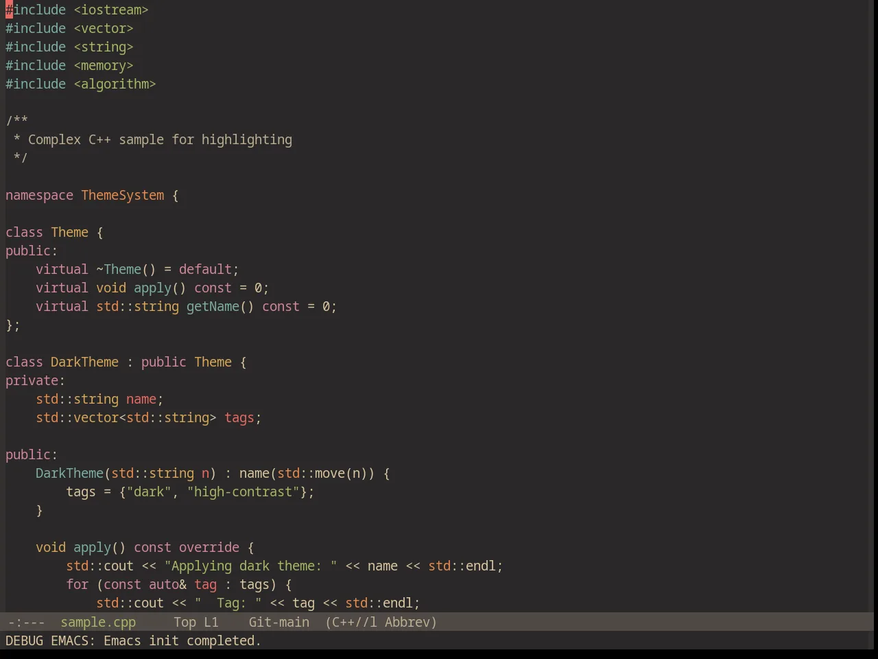 Base16 Gruvbox Material Dark Medium Theme in c++-mode
