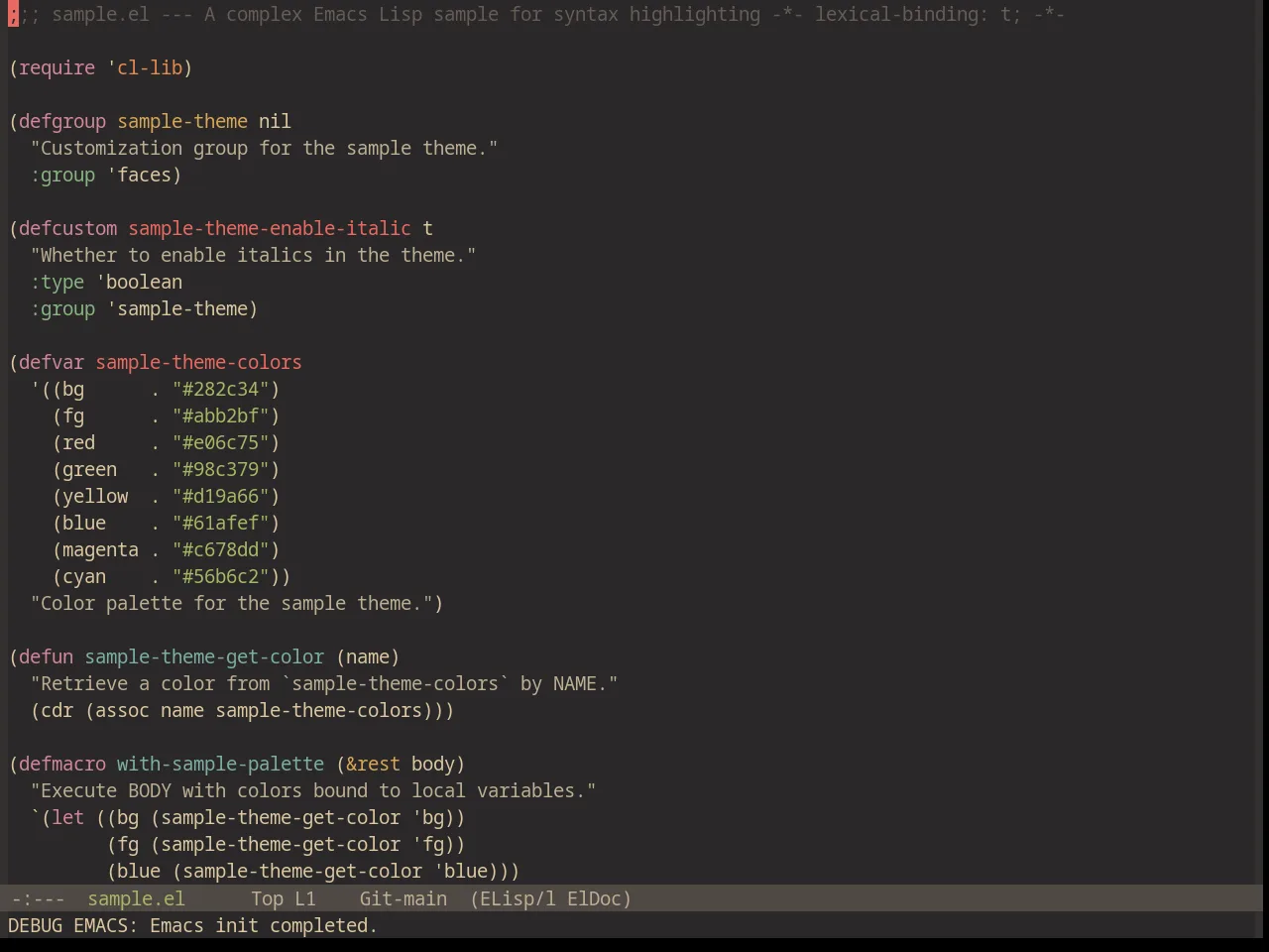 Base16 Gruvbox Material Dark Medium Theme in emacs-lisp-mode