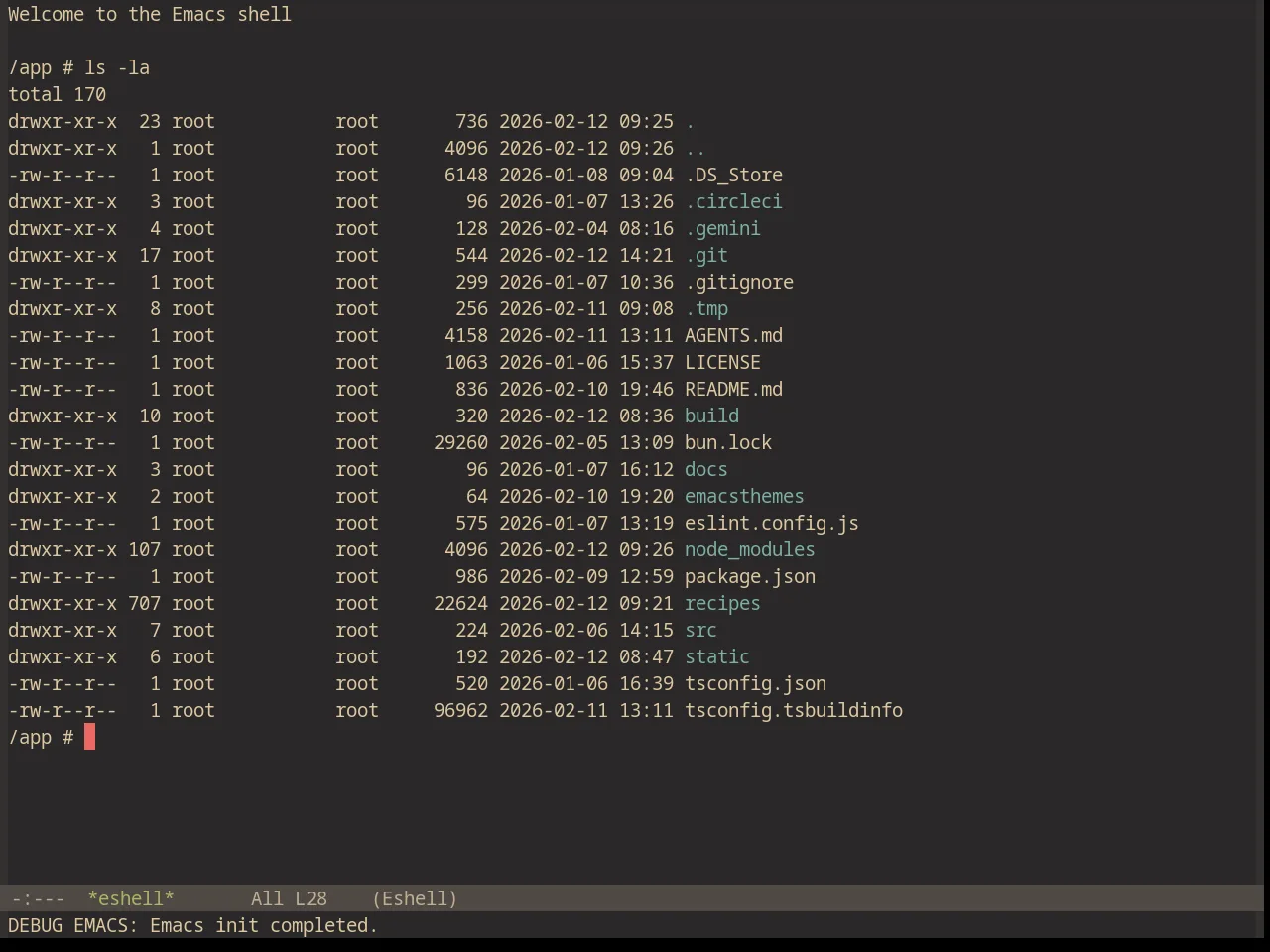 Base16 Gruvbox Material Dark Medium Theme in eshell