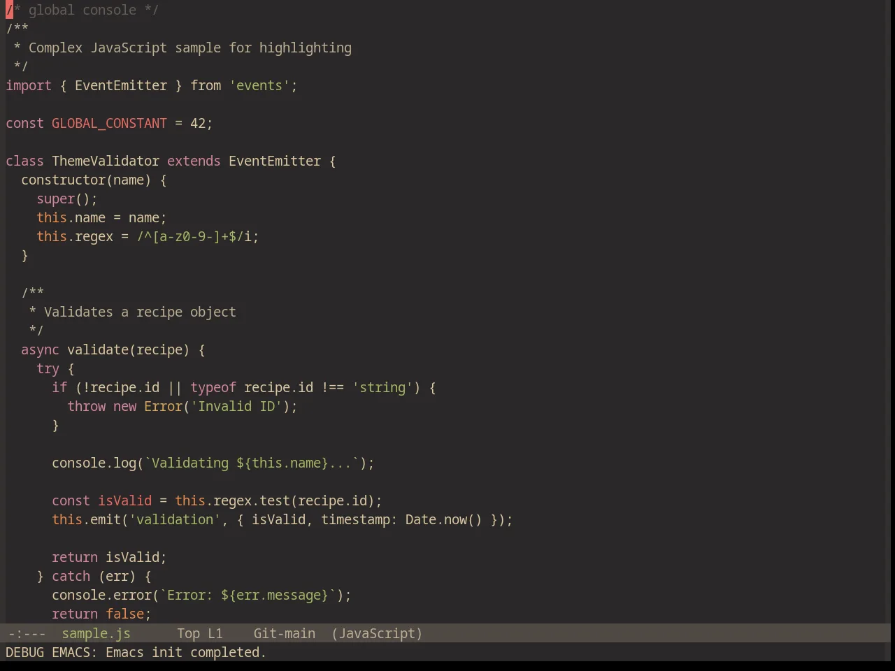 Base16 Gruvbox Material Dark Medium Theme in javascript-mode