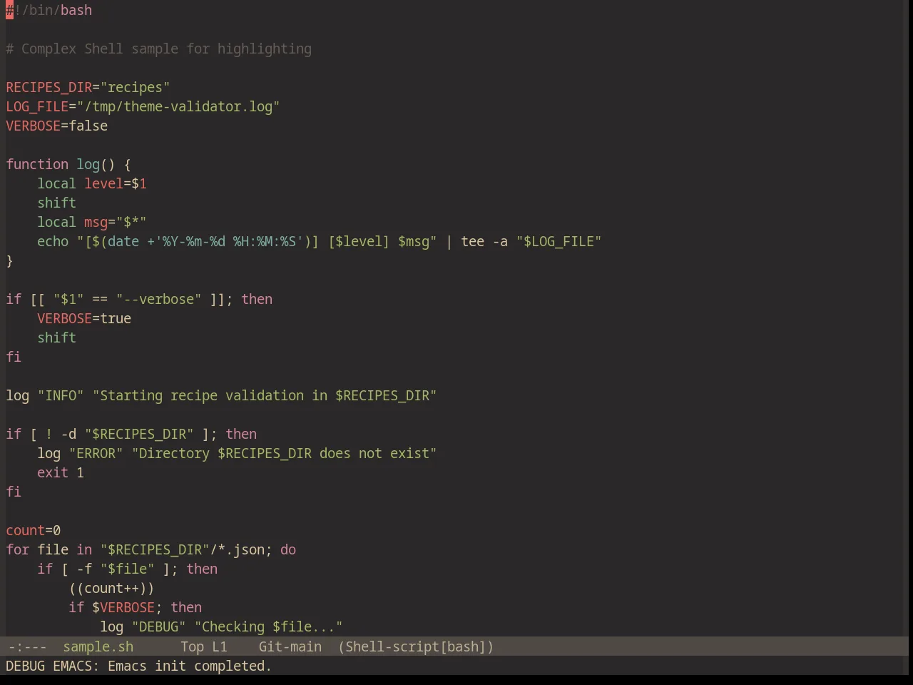 Base16 Gruvbox Material Dark Medium Theme in sh-mode