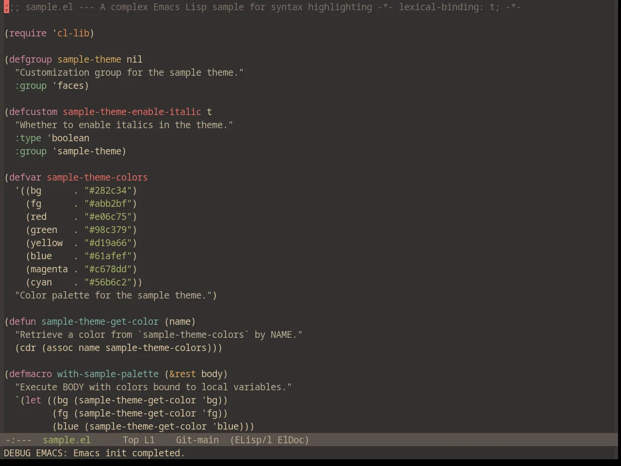 Base16 Gruvbox Material Dark Soft Theme in emacs-lisp-mode