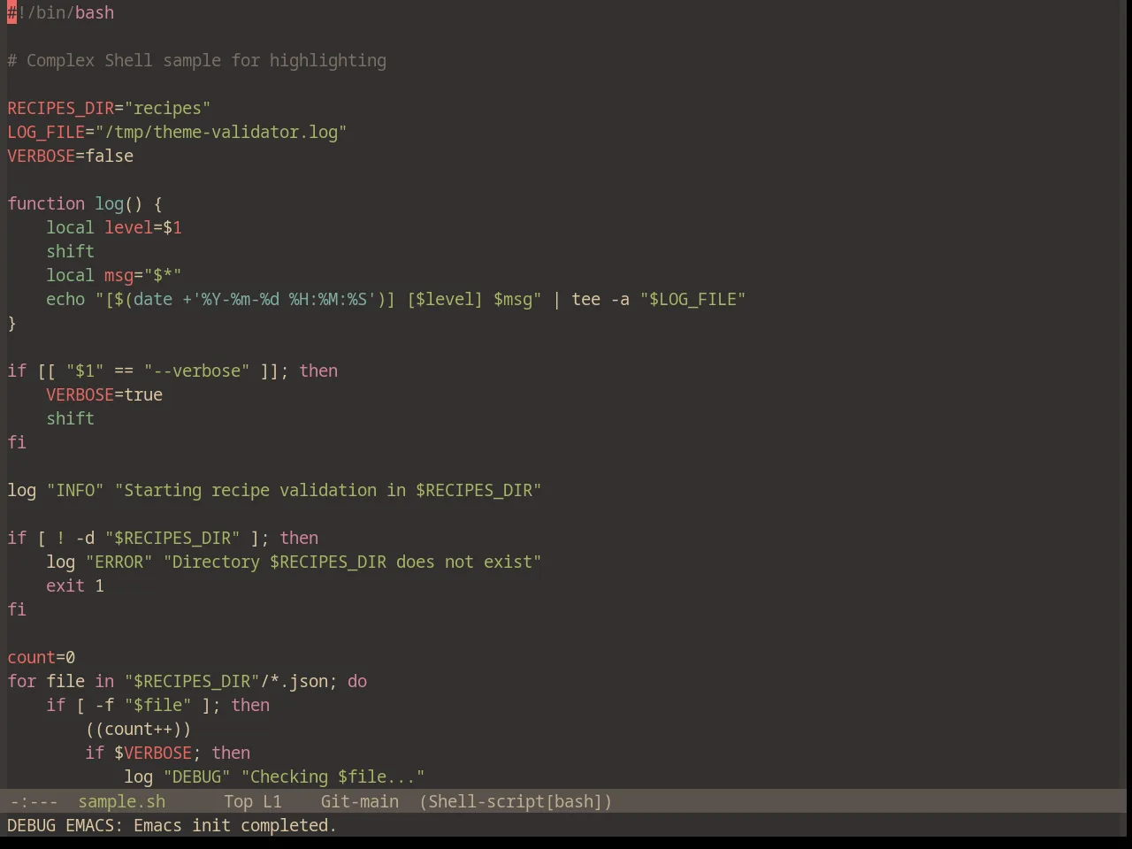 Base16 Gruvbox Material Dark Soft Theme in sh-mode