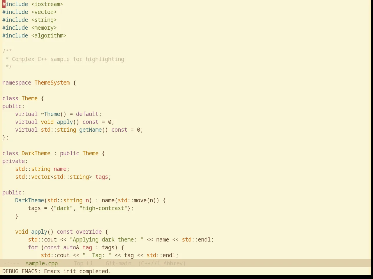 Base16 Gruvbox Material Light Hard Theme in c++-mode