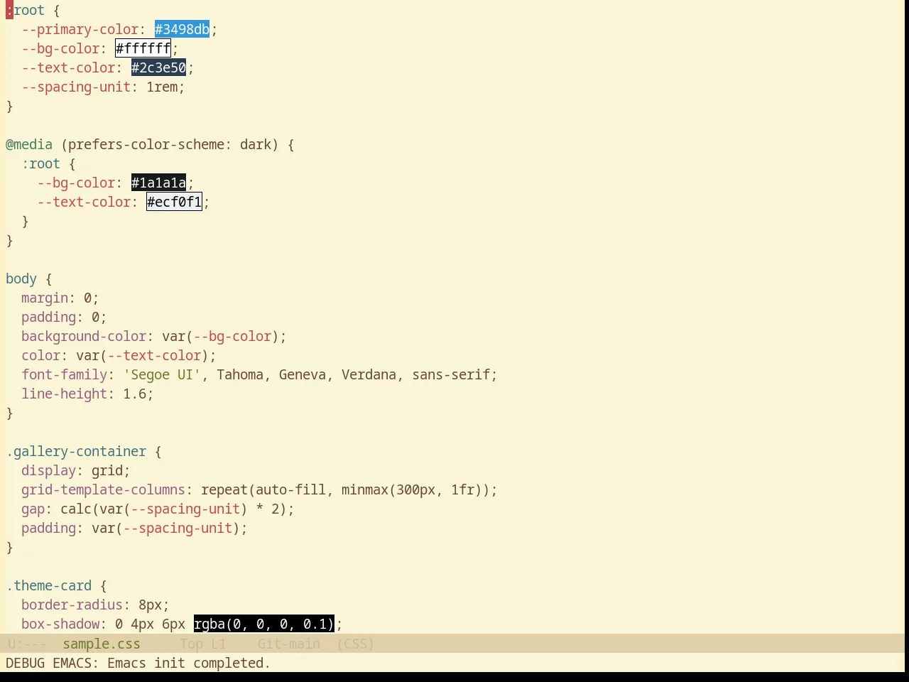 Base16 Gruvbox Material Light Hard Theme in css-mode