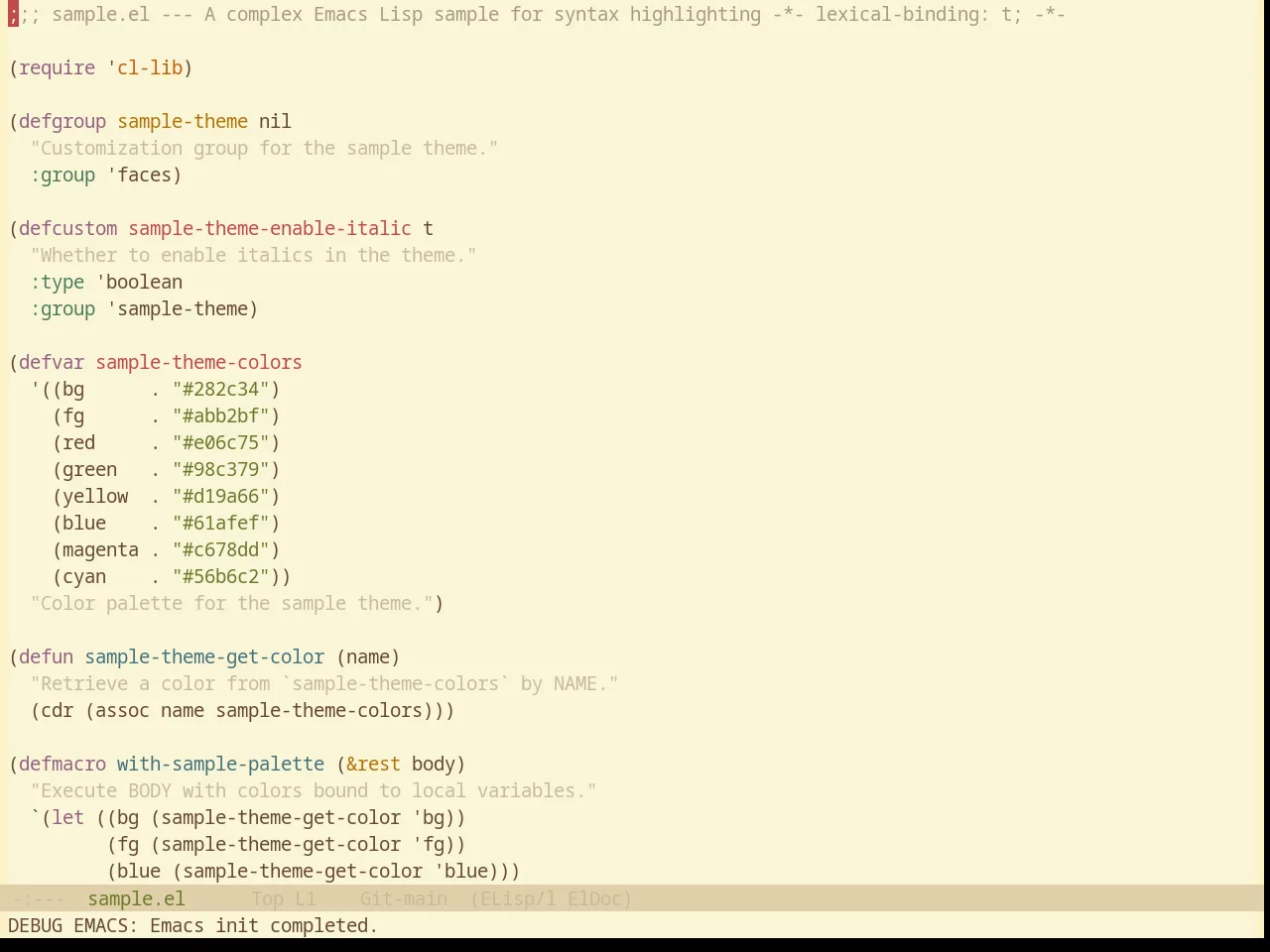 Base16 Gruvbox Material Light Hard Theme in emacs-lisp-mode