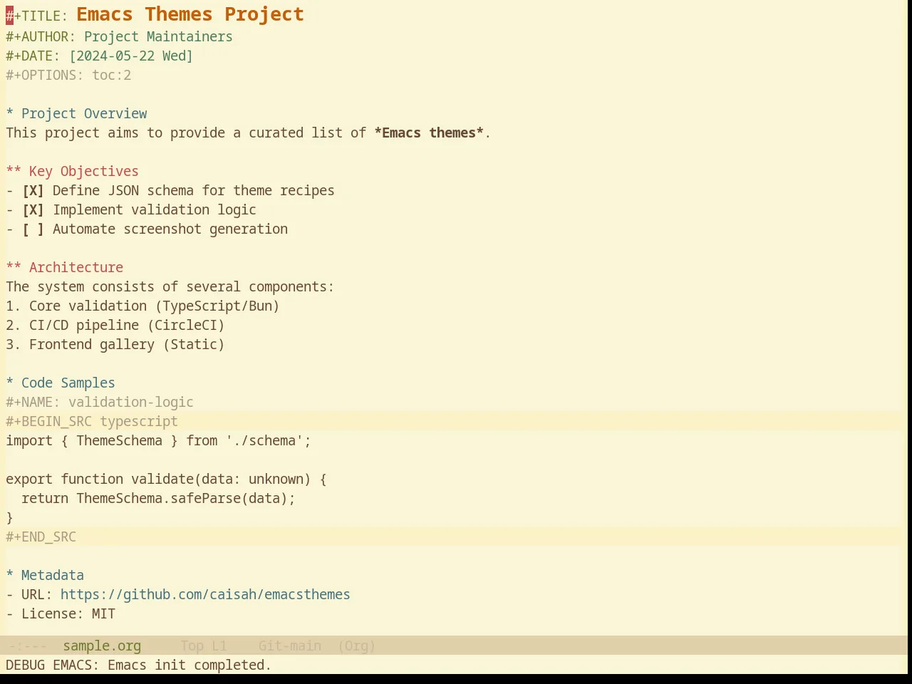 Base16 Gruvbox Material Light Hard Theme in org-mode