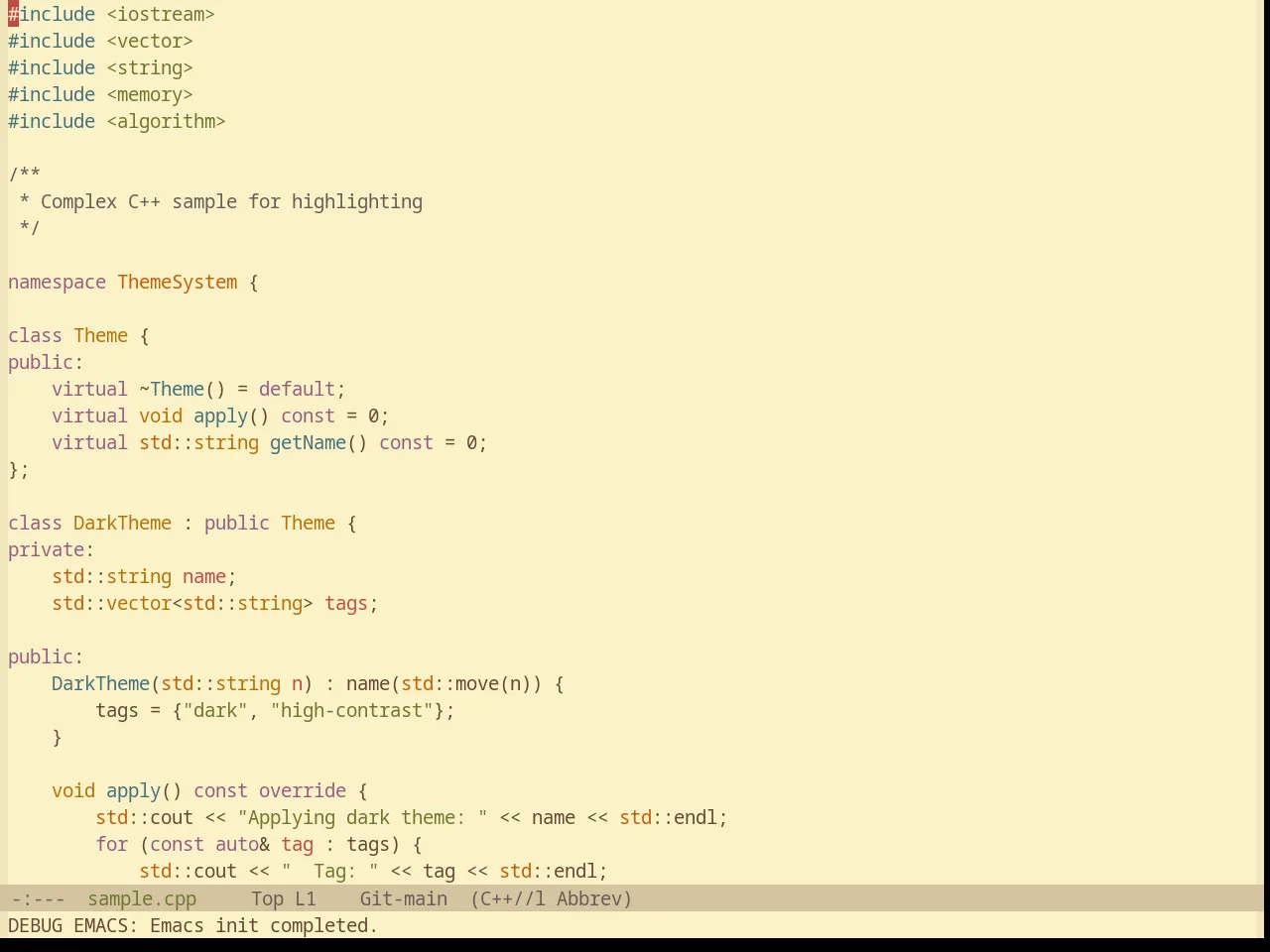 Base16 Gruvbox Material Light Medium Theme in c++-mode