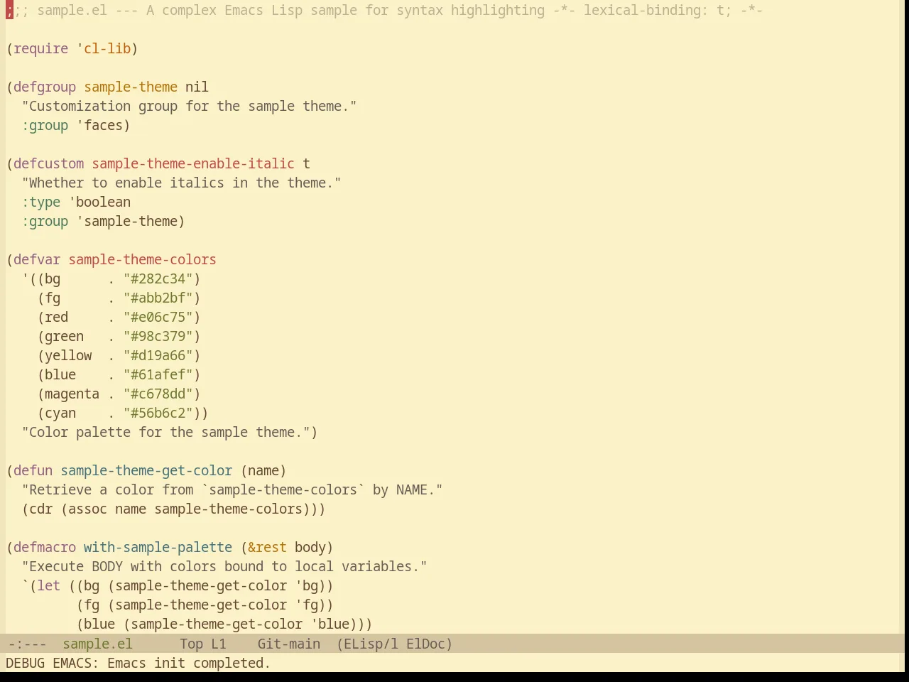 Base16 Gruvbox Material Light Medium Theme in emacs-lisp-mode