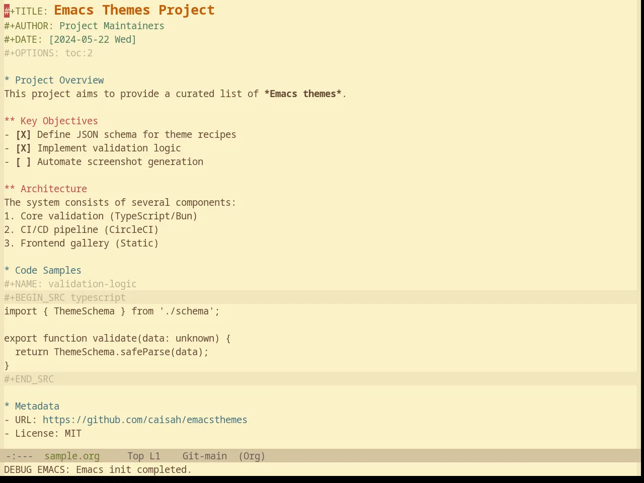 Base16 Gruvbox Material Light Medium Theme in org-mode