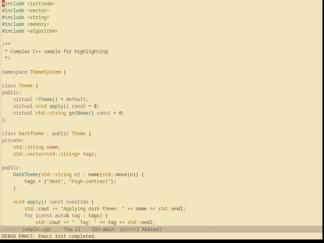 Base16 Gruvbox Material Light Soft Theme in c++-mode