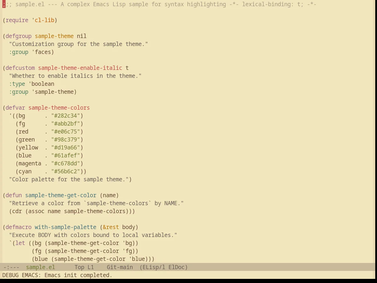 Base16 Gruvbox Material Light Soft Theme in emacs-lisp-mode