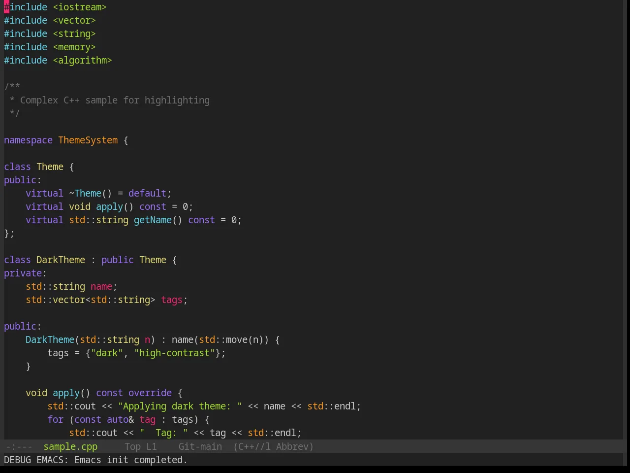 Base16 Hardcore Theme in c++-mode
