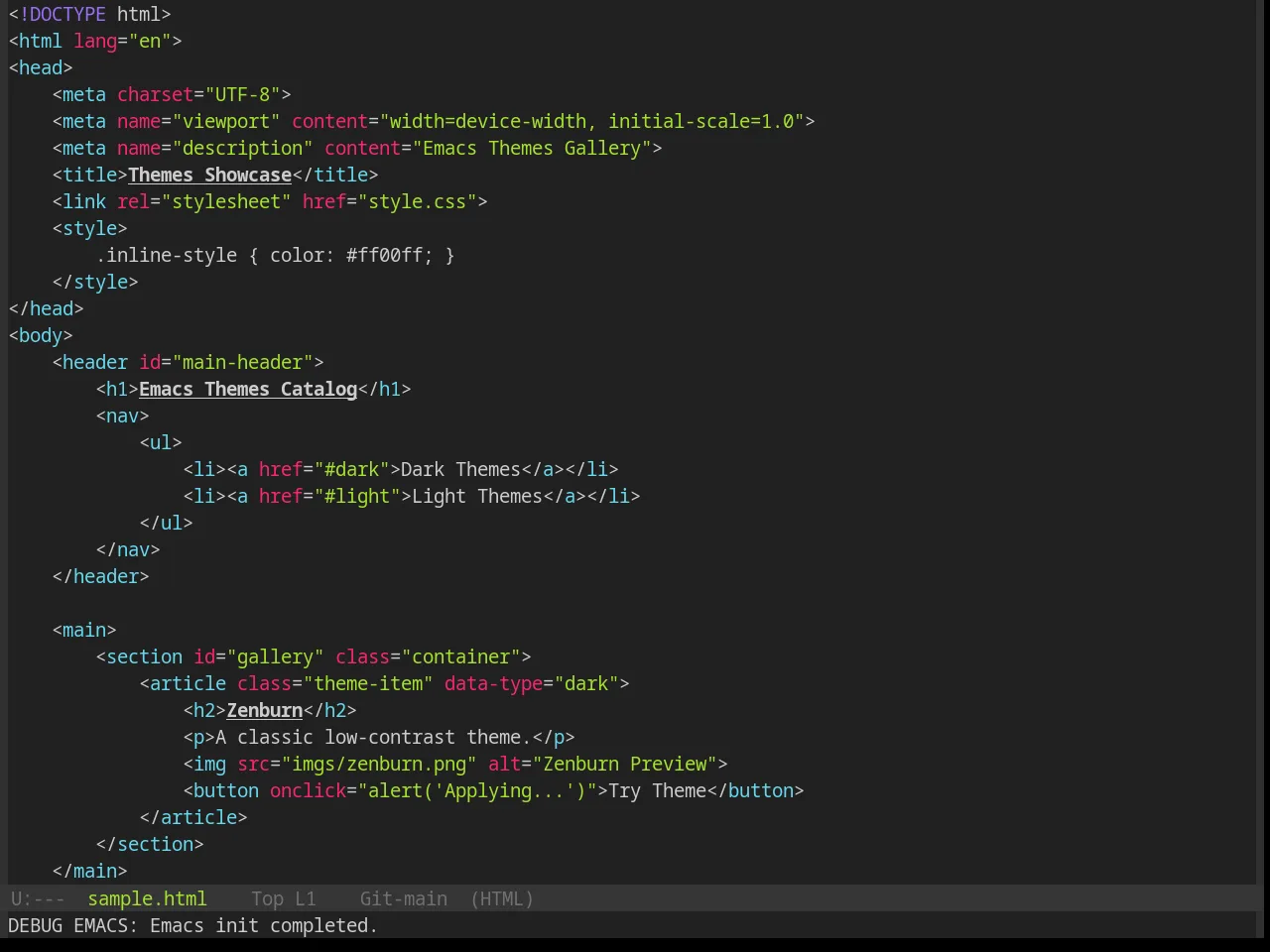 Base16 Hardcore Theme in html-mode