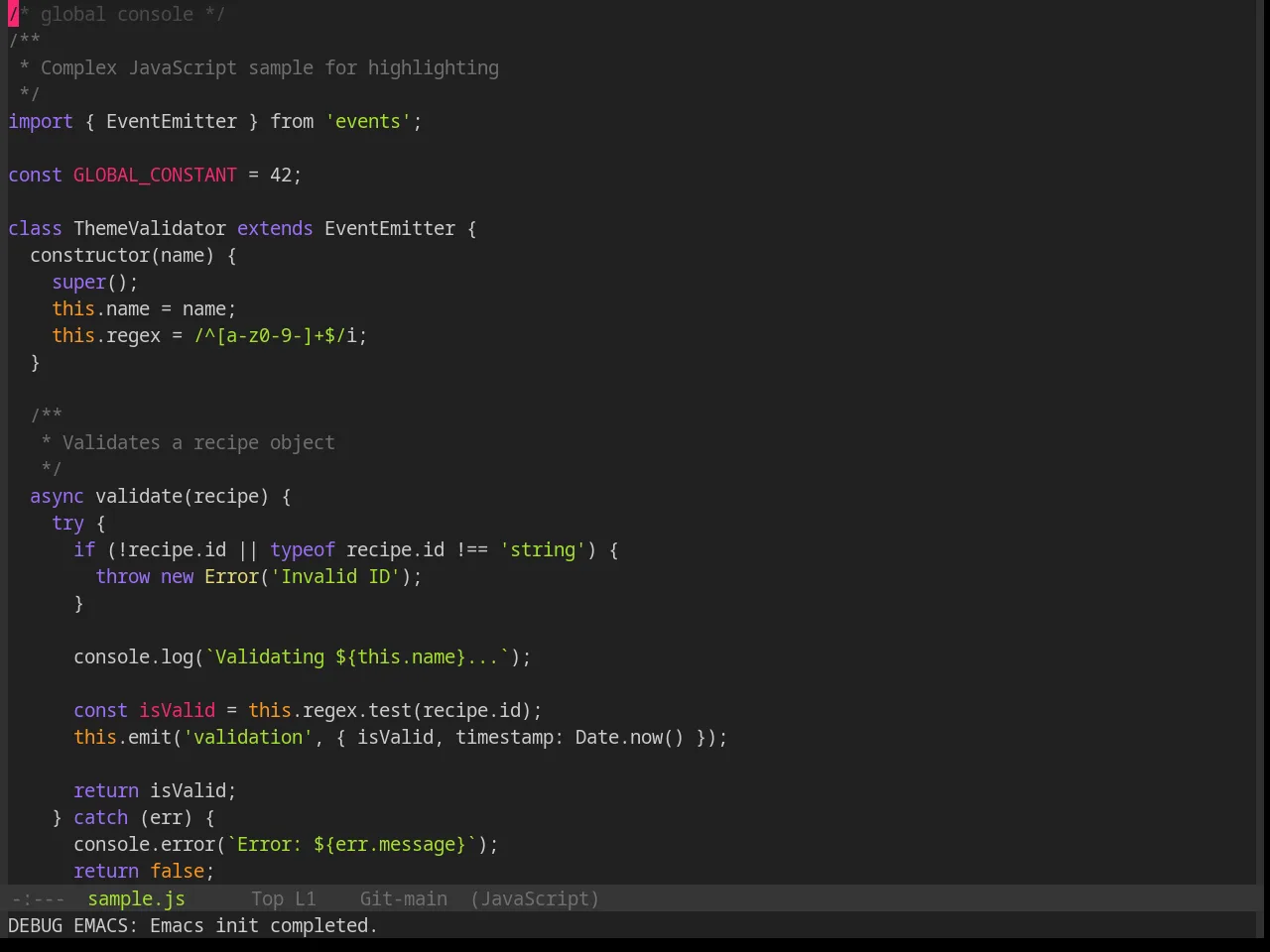 Base16 Hardcore Theme in javascript-mode