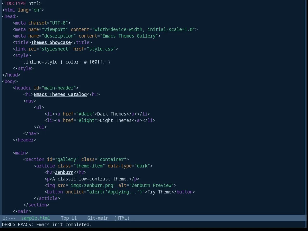 Base16 Harmonic16 Dark Theme in html-mode