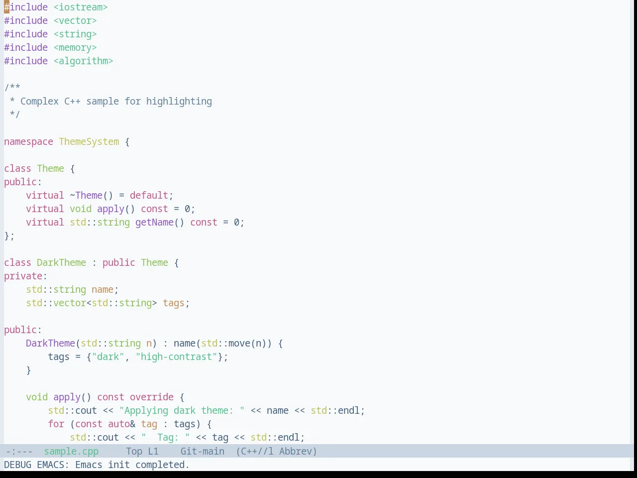 Base16 Harmonic16 Light Theme in c++-mode