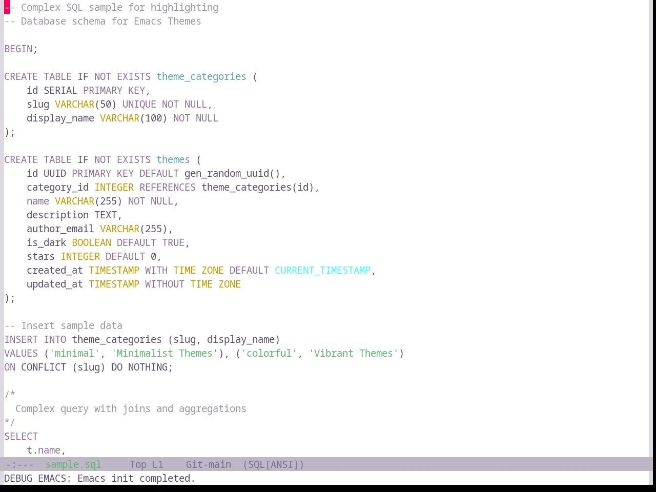 Base16 Heetch Light Theme in sql-mode
