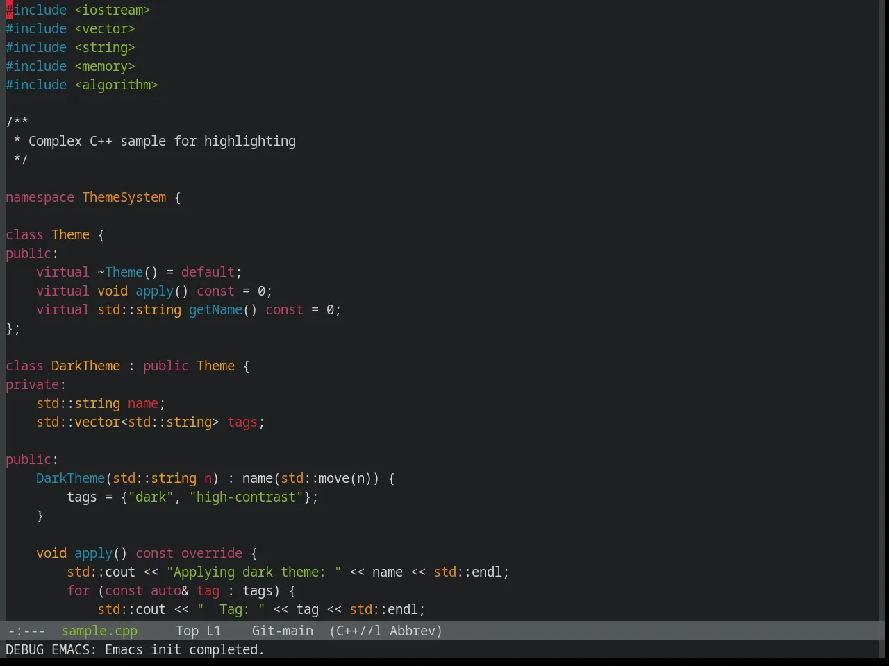 Base16 Helios Theme in c++-mode