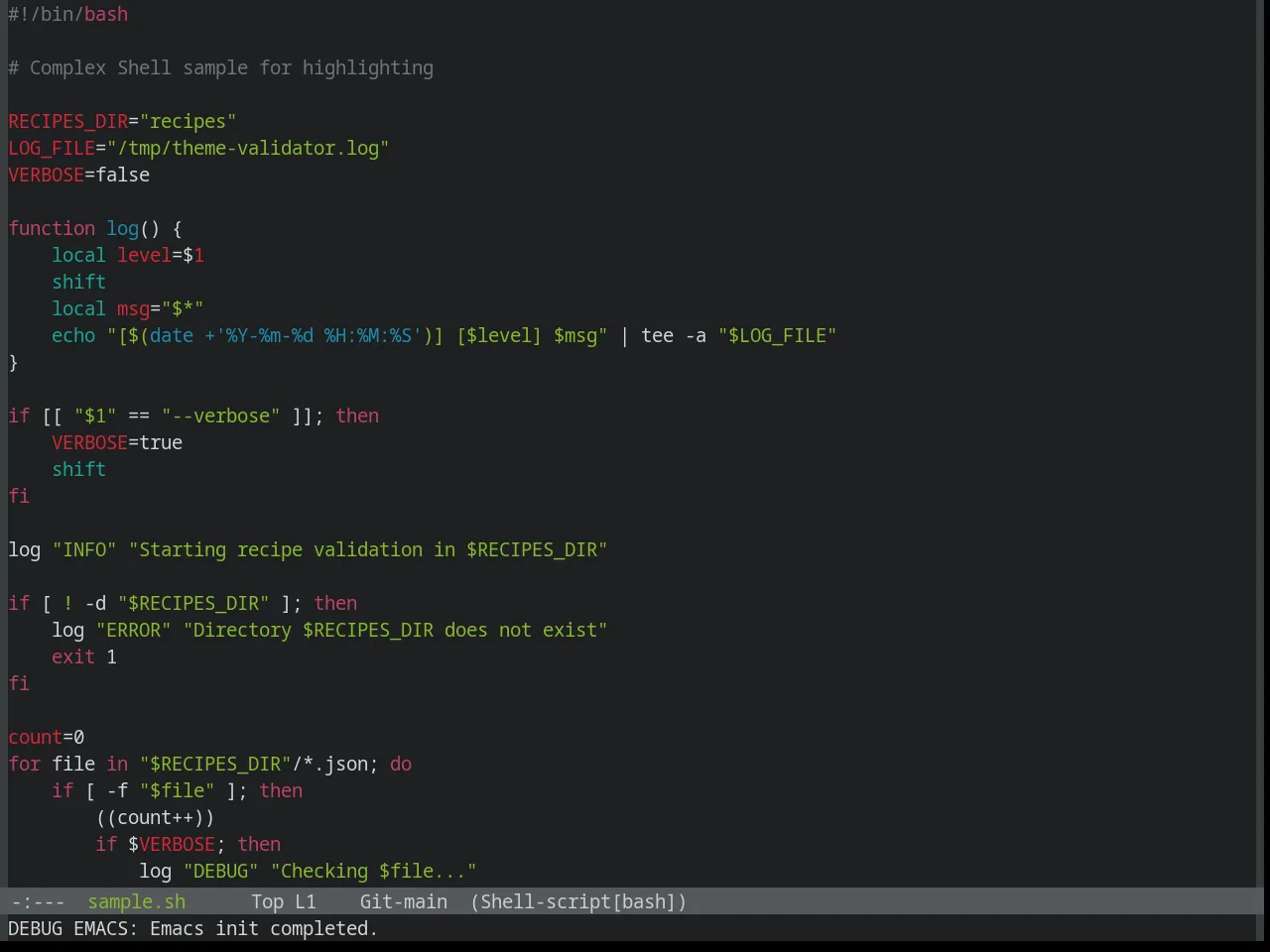 Base16 Helios Theme in sh-mode