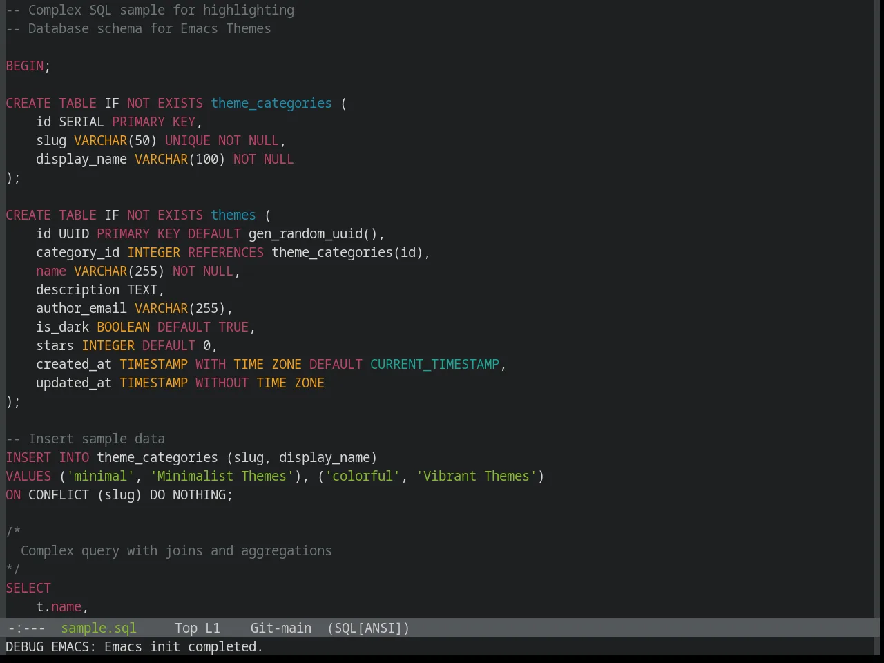 Base16 Helios Theme in sql-mode