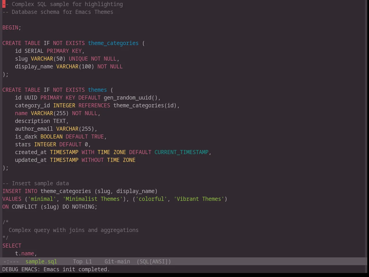 Base16 Hopscotch Theme in sql-mode