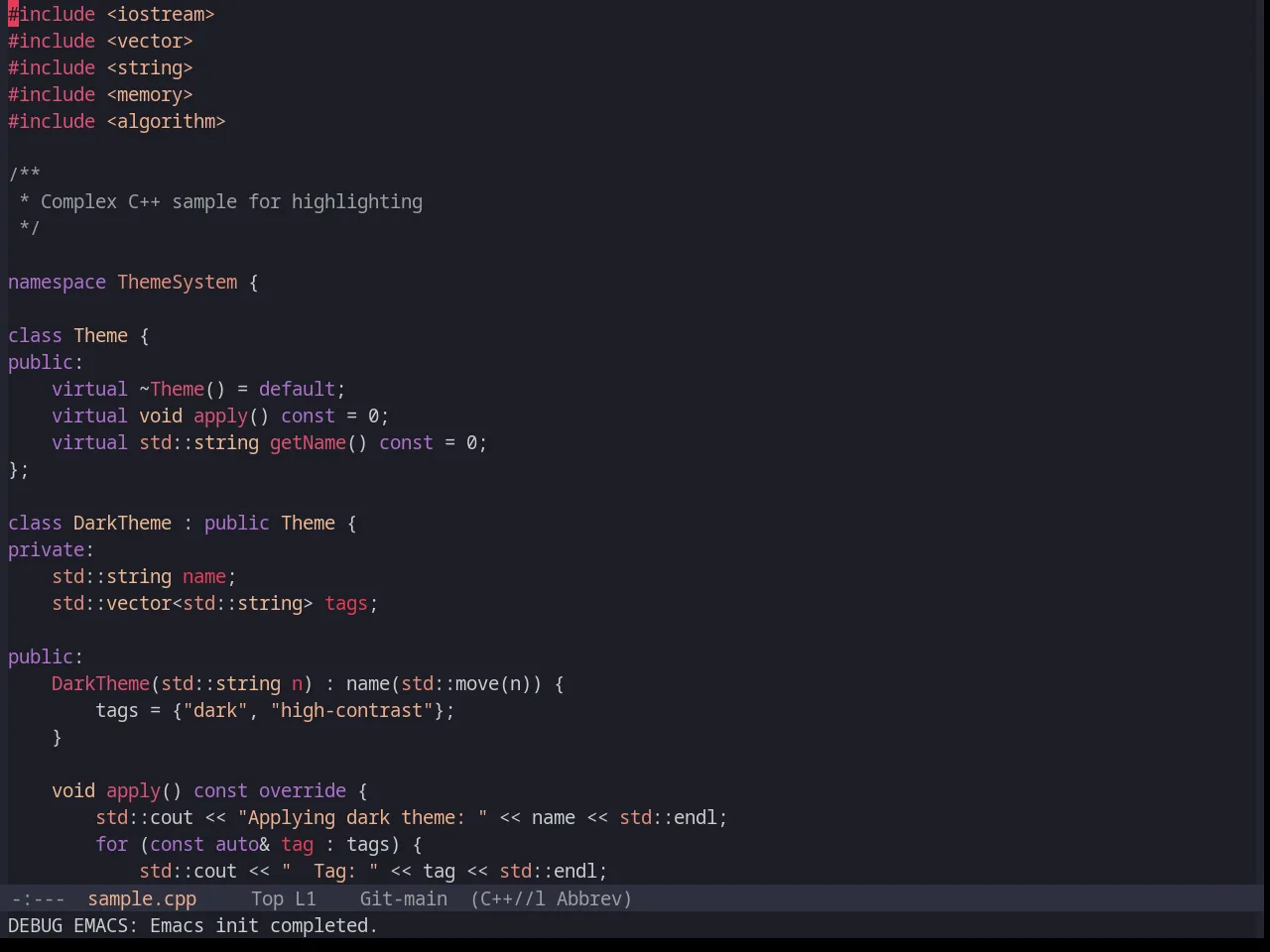 Base16 Horizon Dark Theme in c++-mode