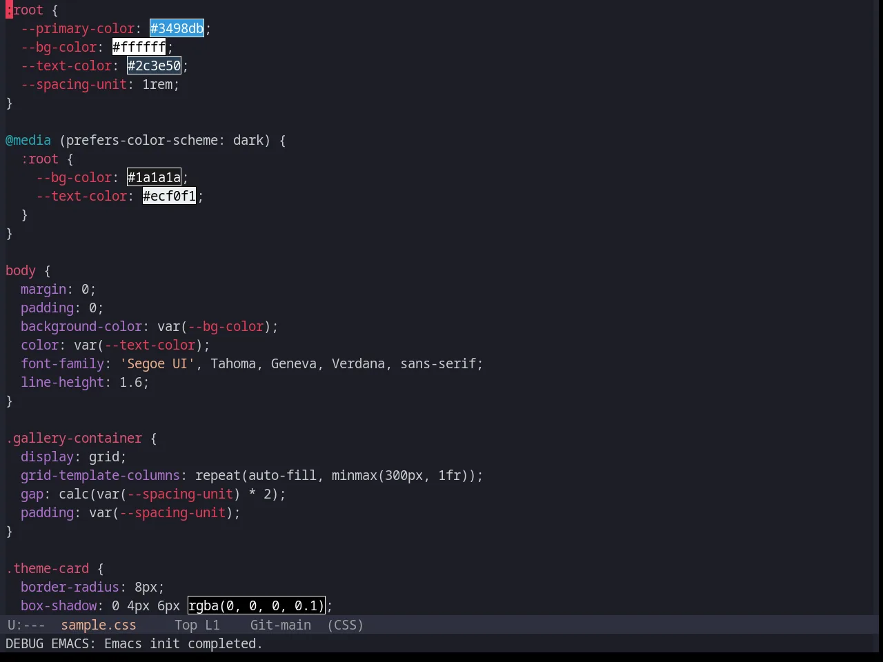 Base16 Horizon Dark Theme in css-mode