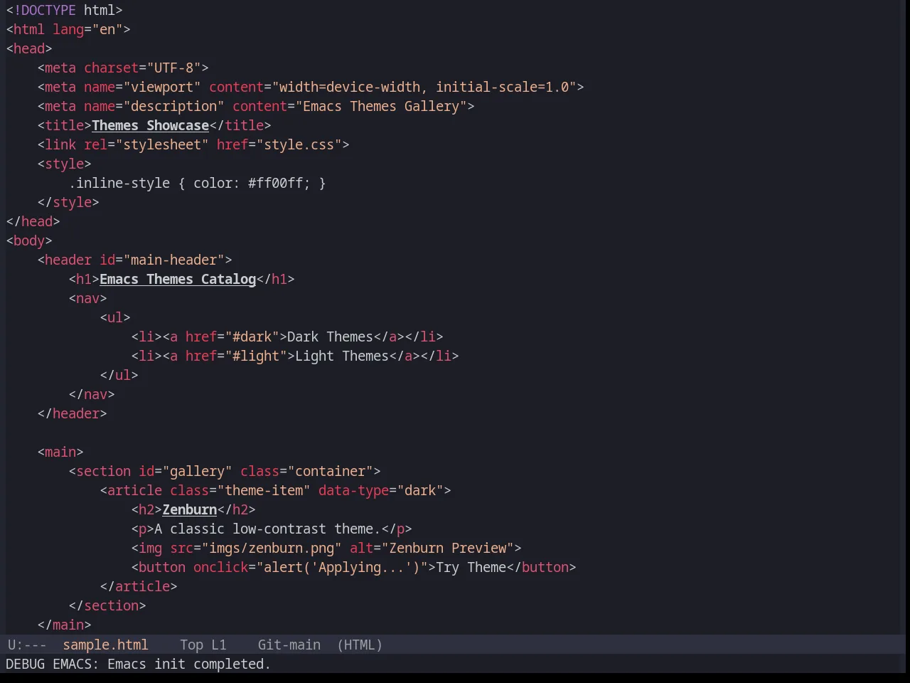 Base16 Horizon Dark Theme in html-mode