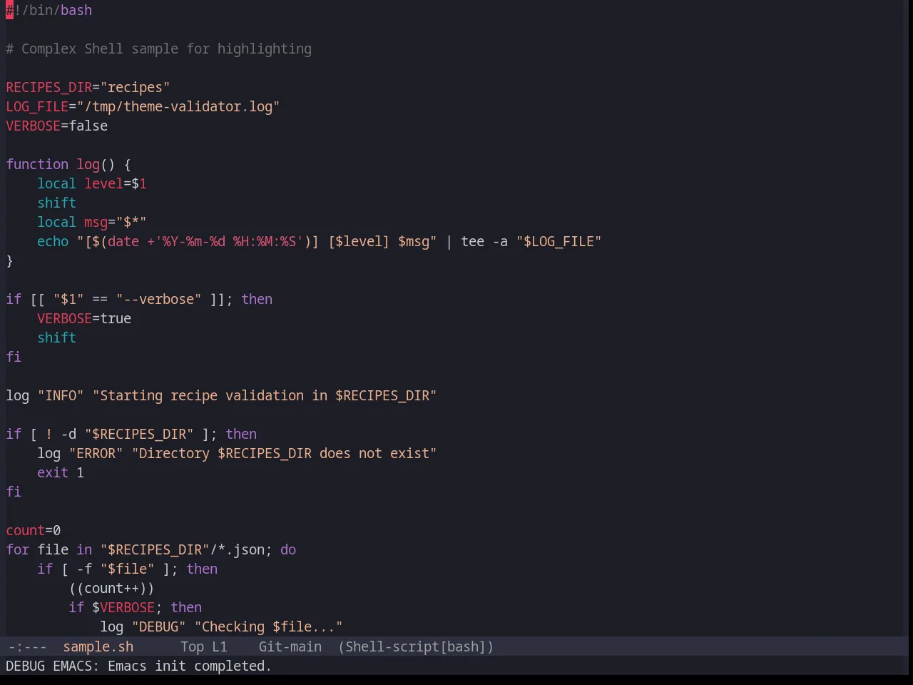 Base16 Horizon Dark Theme in sh-mode