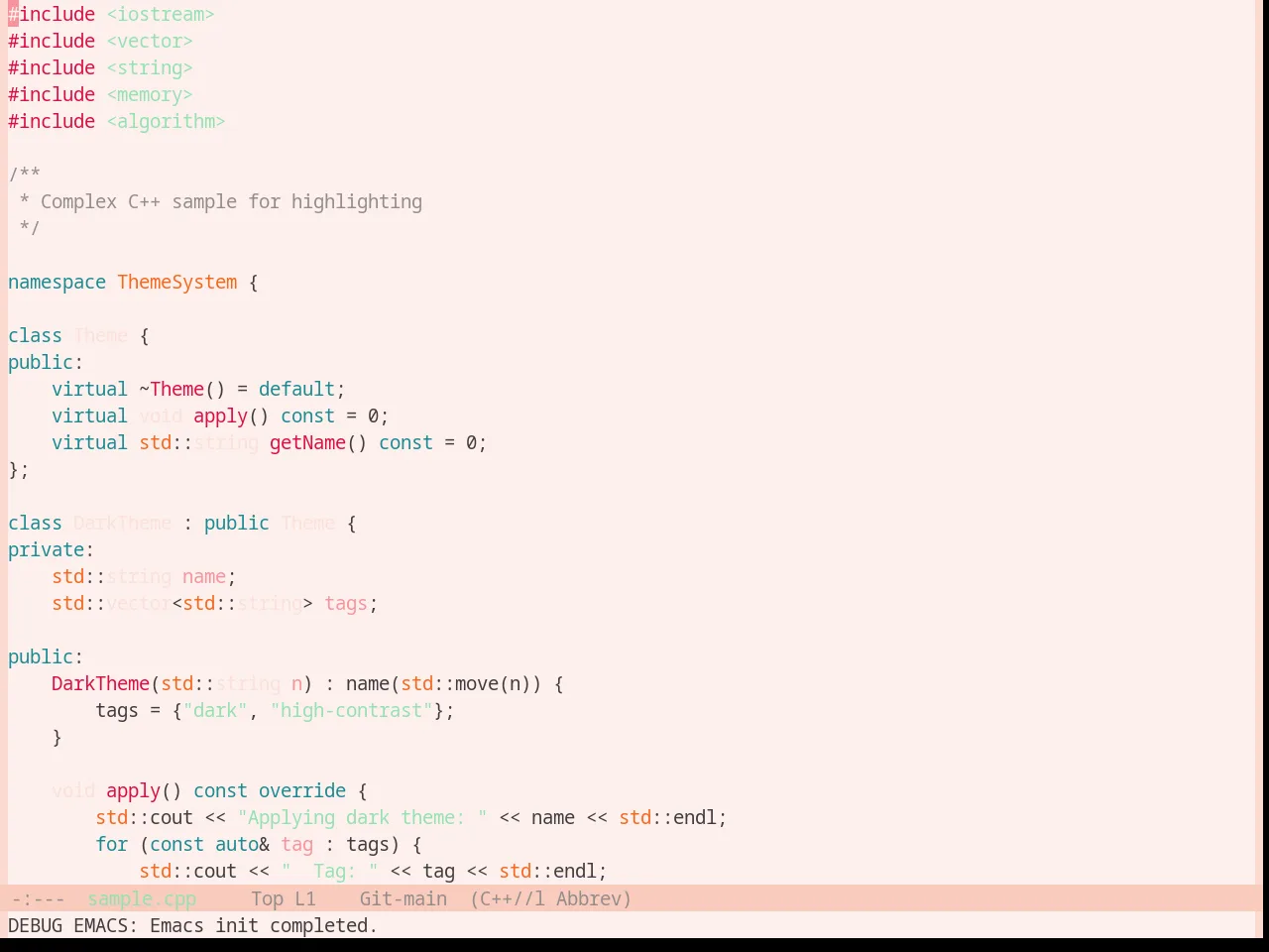 Base16 Horizon Light Theme in c++-mode