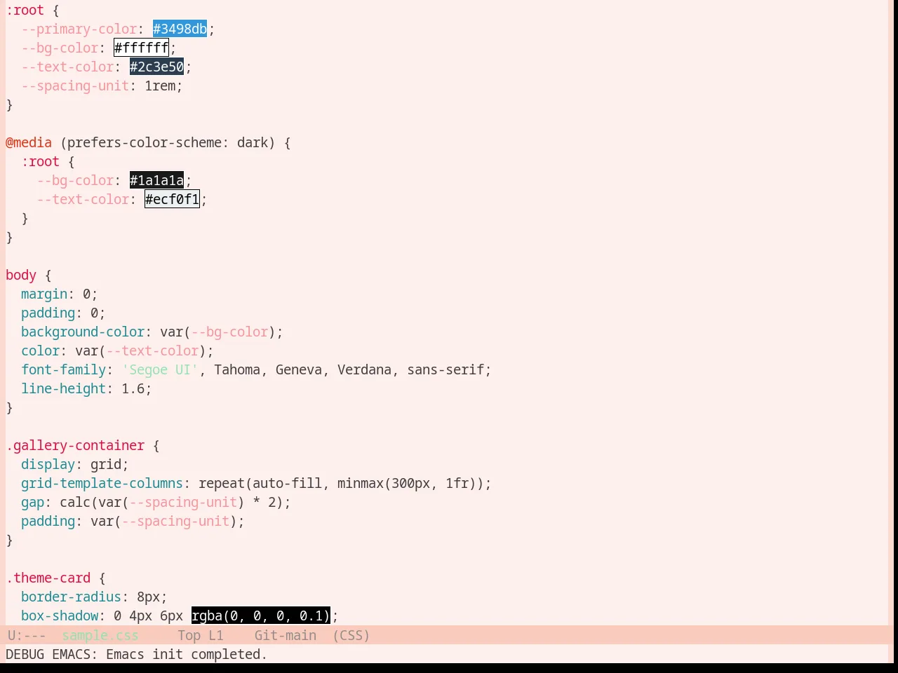 Base16 Horizon Light Theme in css-mode