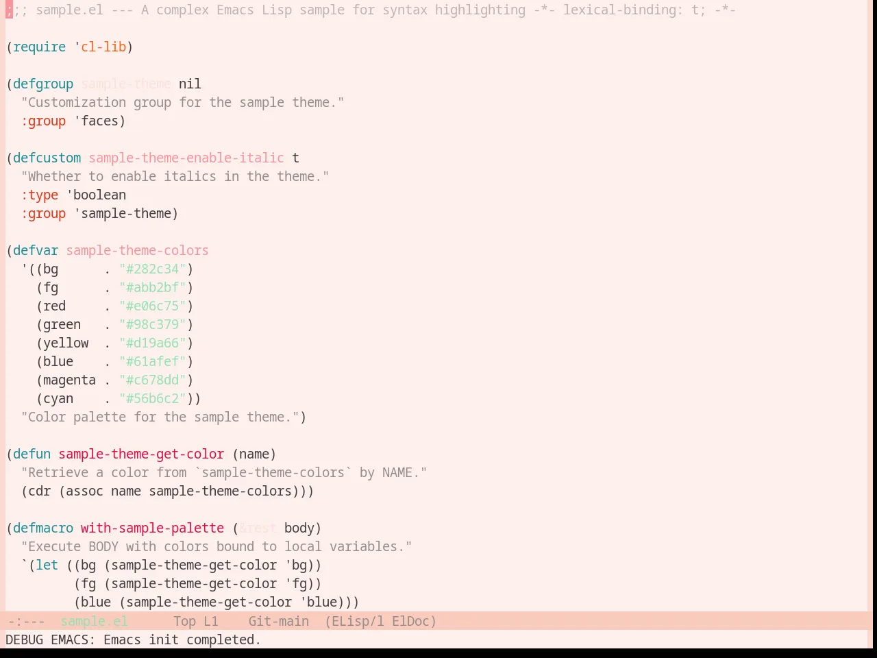Base16 Horizon Light Theme in emacs-lisp-mode