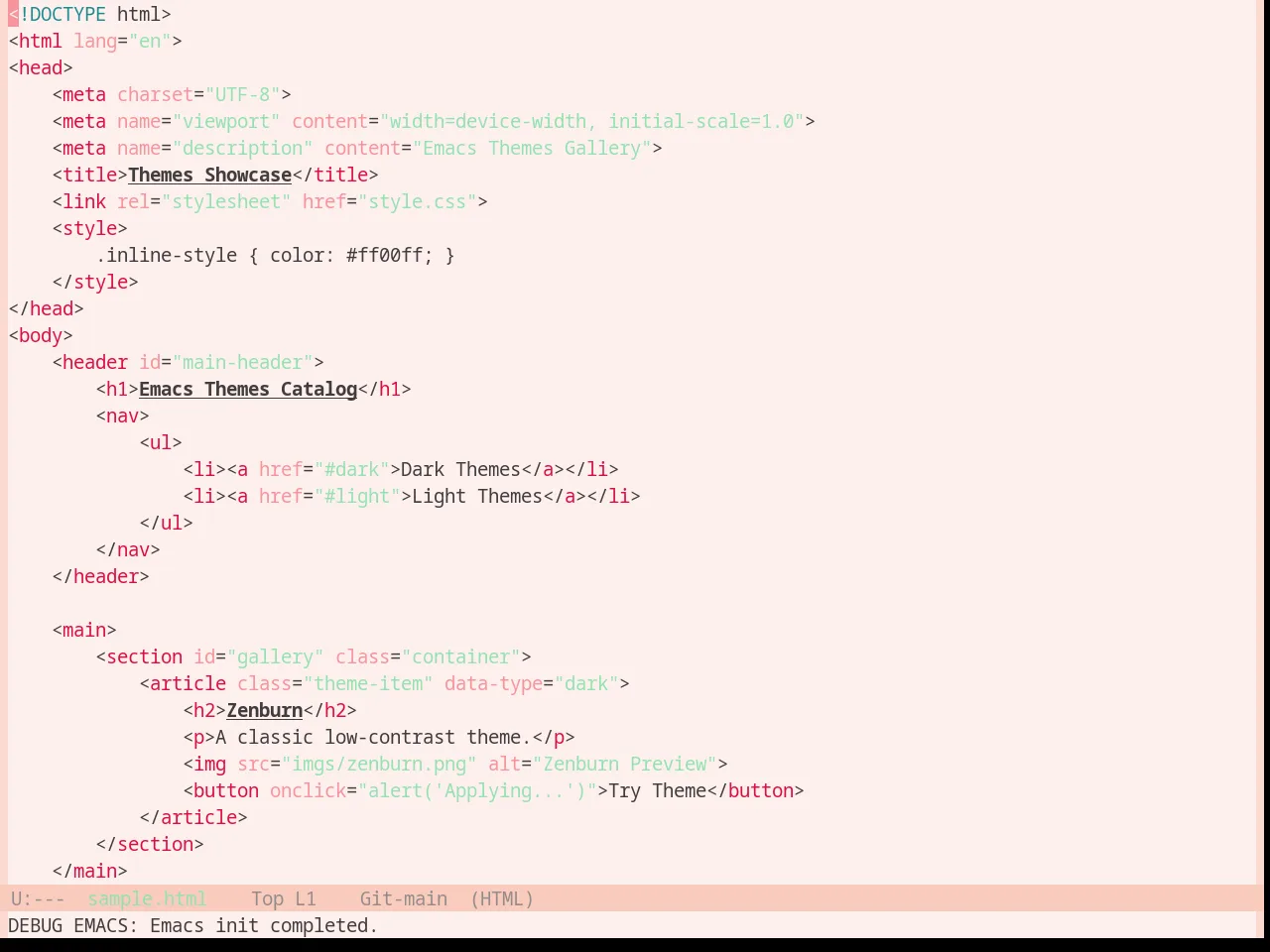 Base16 Horizon Light Theme in html-mode