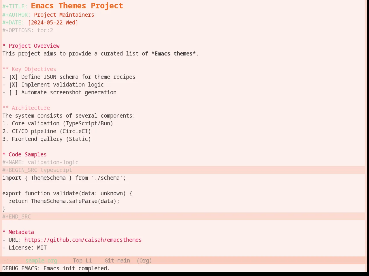 Base16 Horizon Light Theme in org-mode